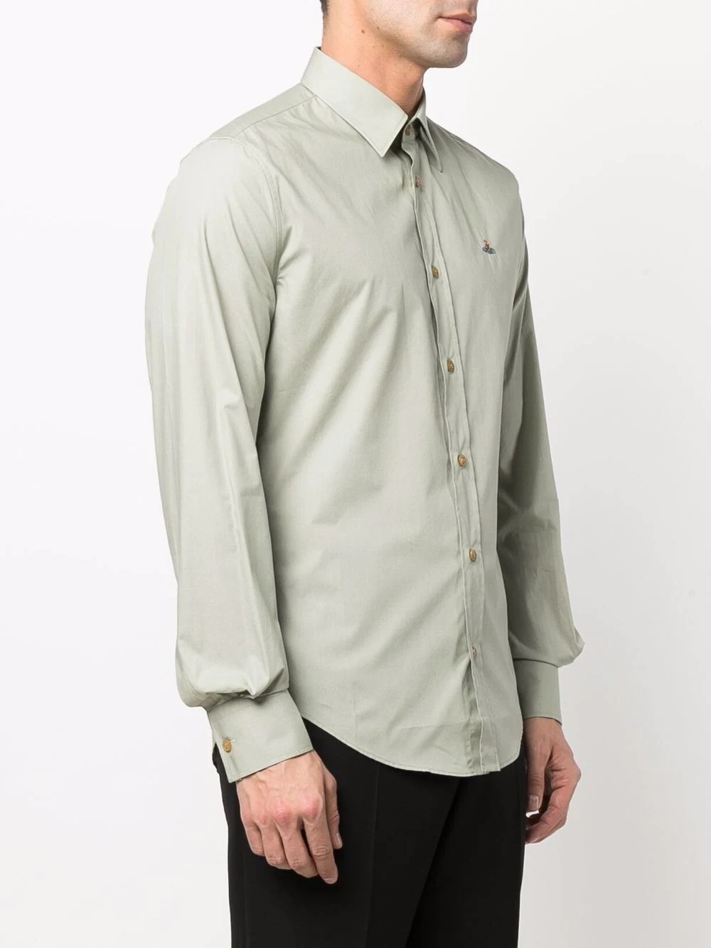 embroidered-logo cotton shirt - 3