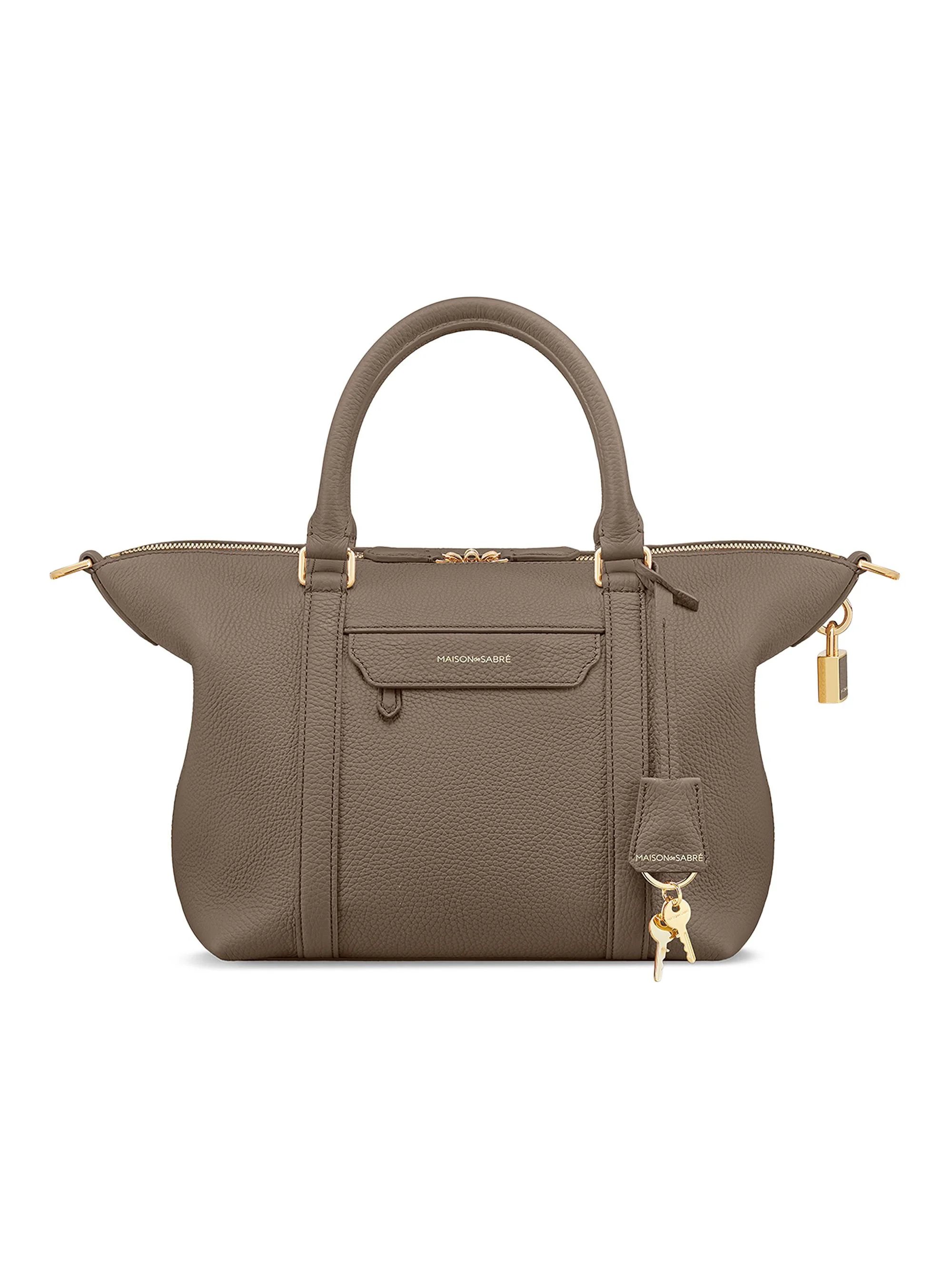 Women's Small Leather Crossbody Weekender Bag - Cashmere Clay - 1