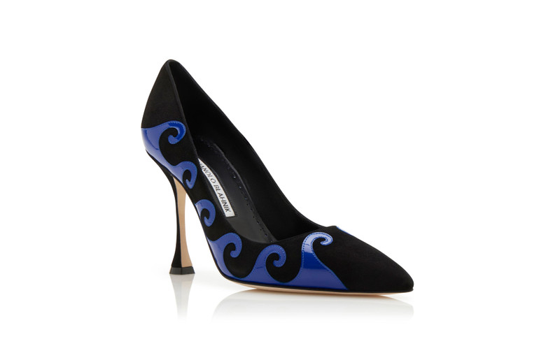 Black and Blue Suede Swirl Detail Pumps 3