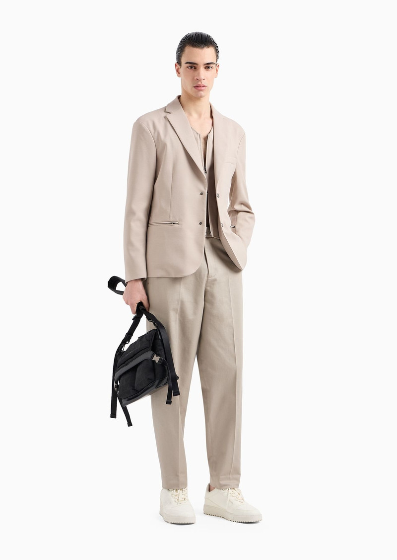 EMPORIO ARMANI Cotton twill wide trousers with pleat outlook