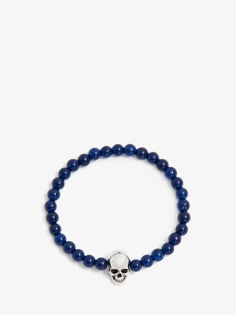 Men's Skull Beaded Bracelet in Electric Blue - 1