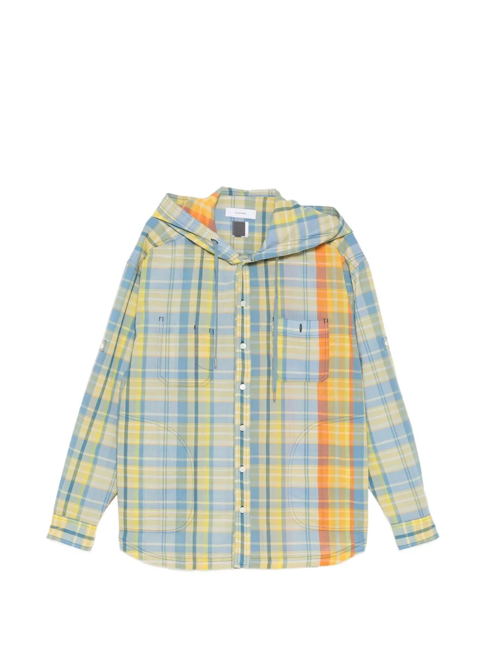checked hooded shirt - 1