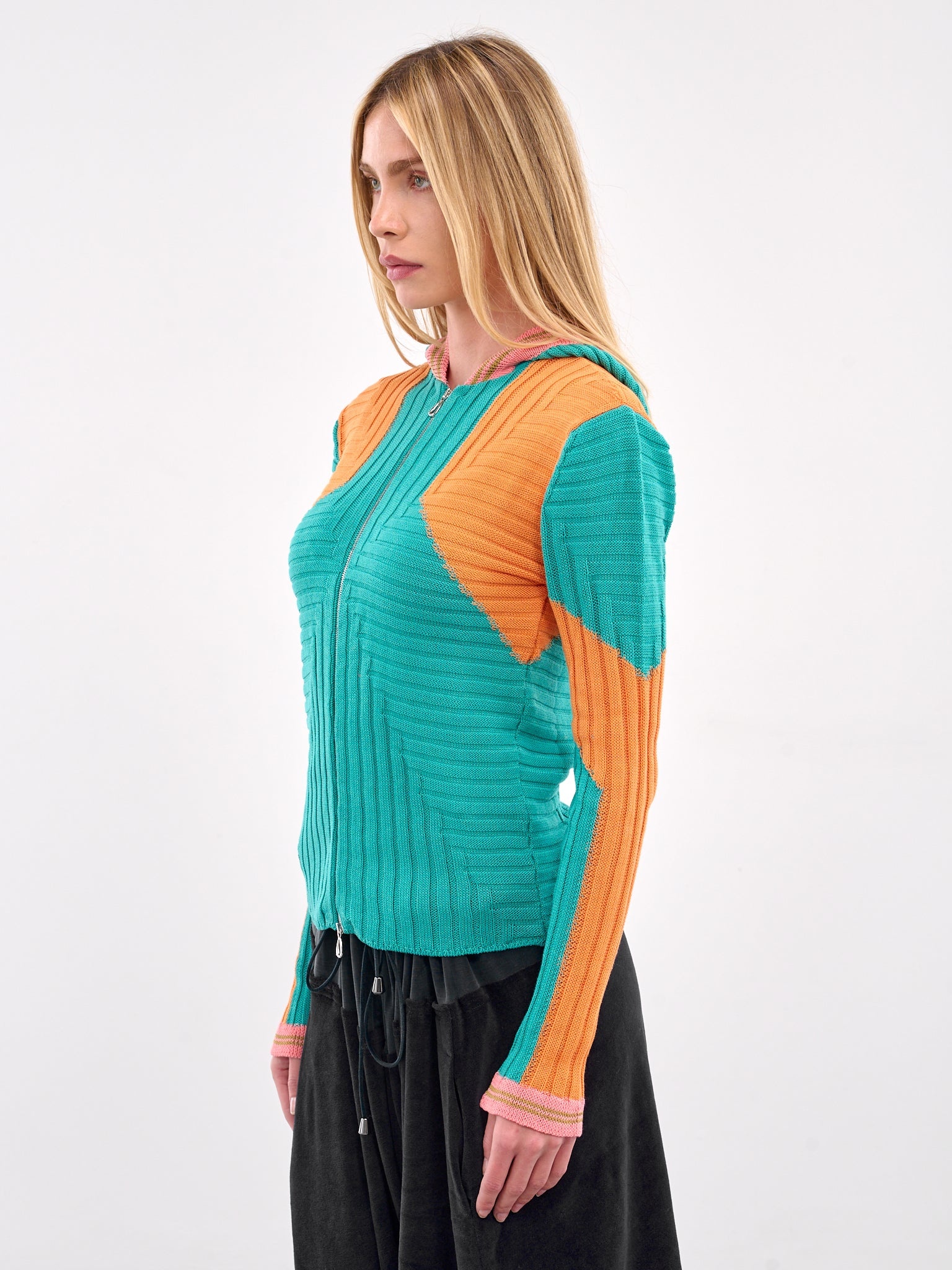 Rib-Knit Zip Hoodie - 2