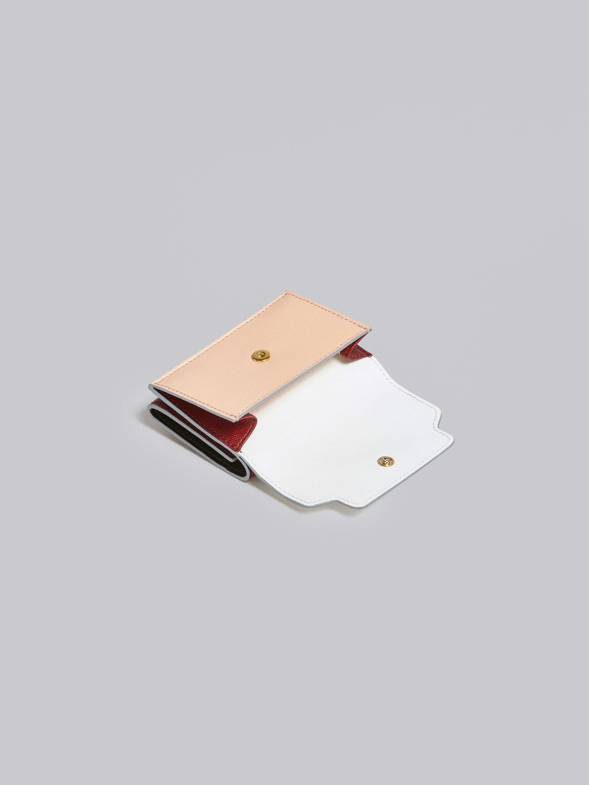 WHITE PINK AND RED SAFFIANO LEATHER TRI-FOLD WALLET - 5