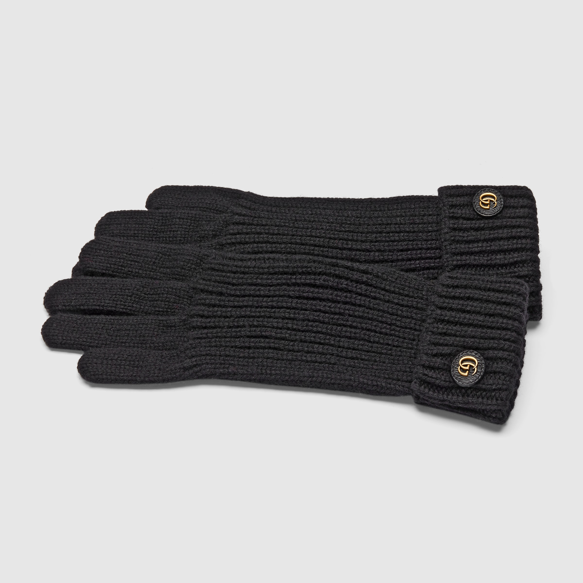 Wool cashmere gloves with Double G - 2
