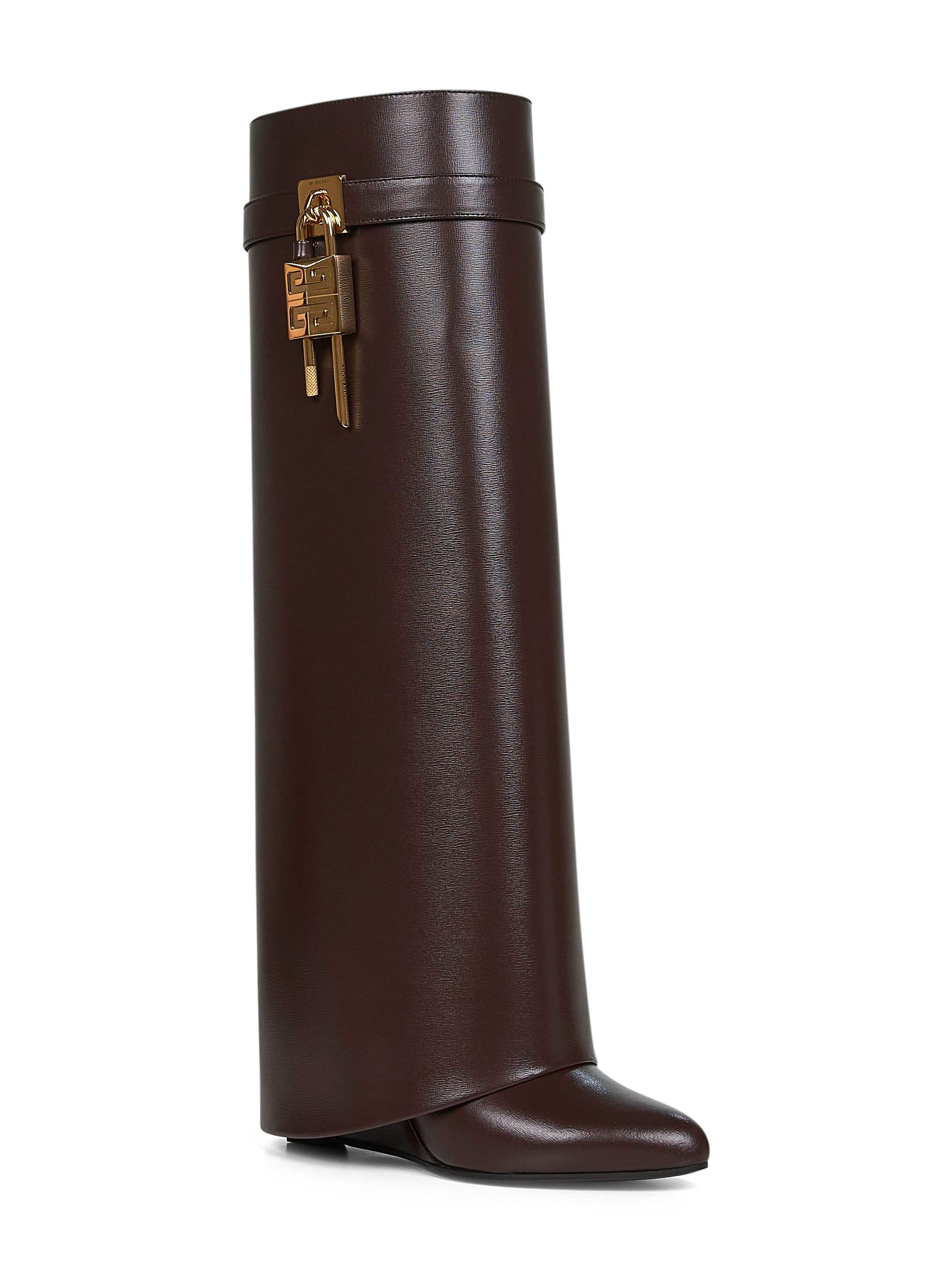 Givenchy Women Brown Leather Shark Lock Boots - 2
