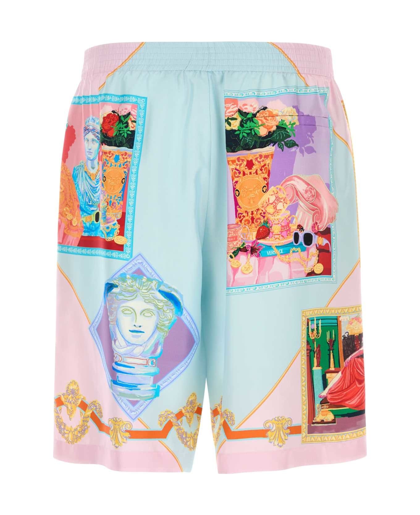 Printed Satin Bermuda Shorts - 2