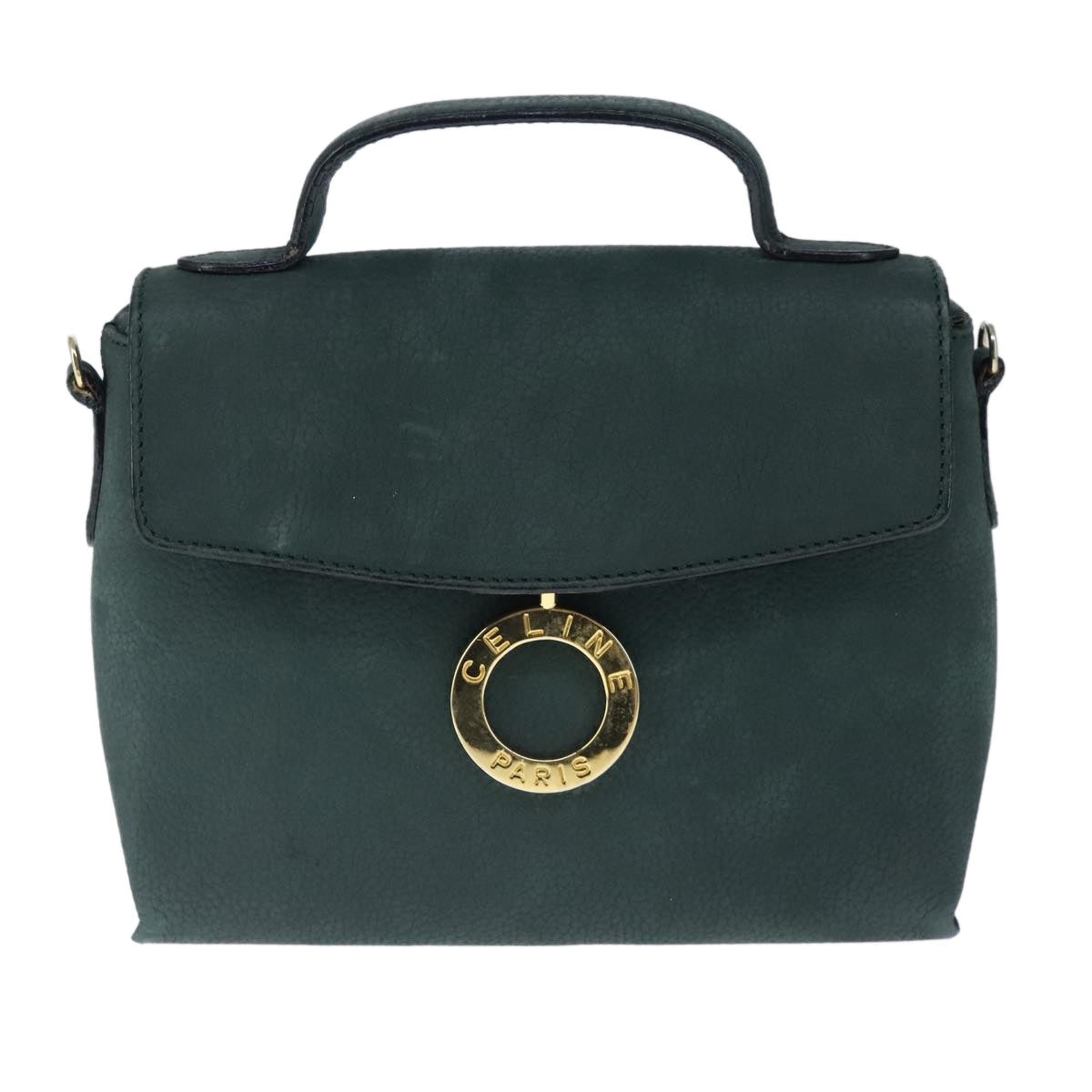 CELINE Hand Bag Leather Green Gold - 13