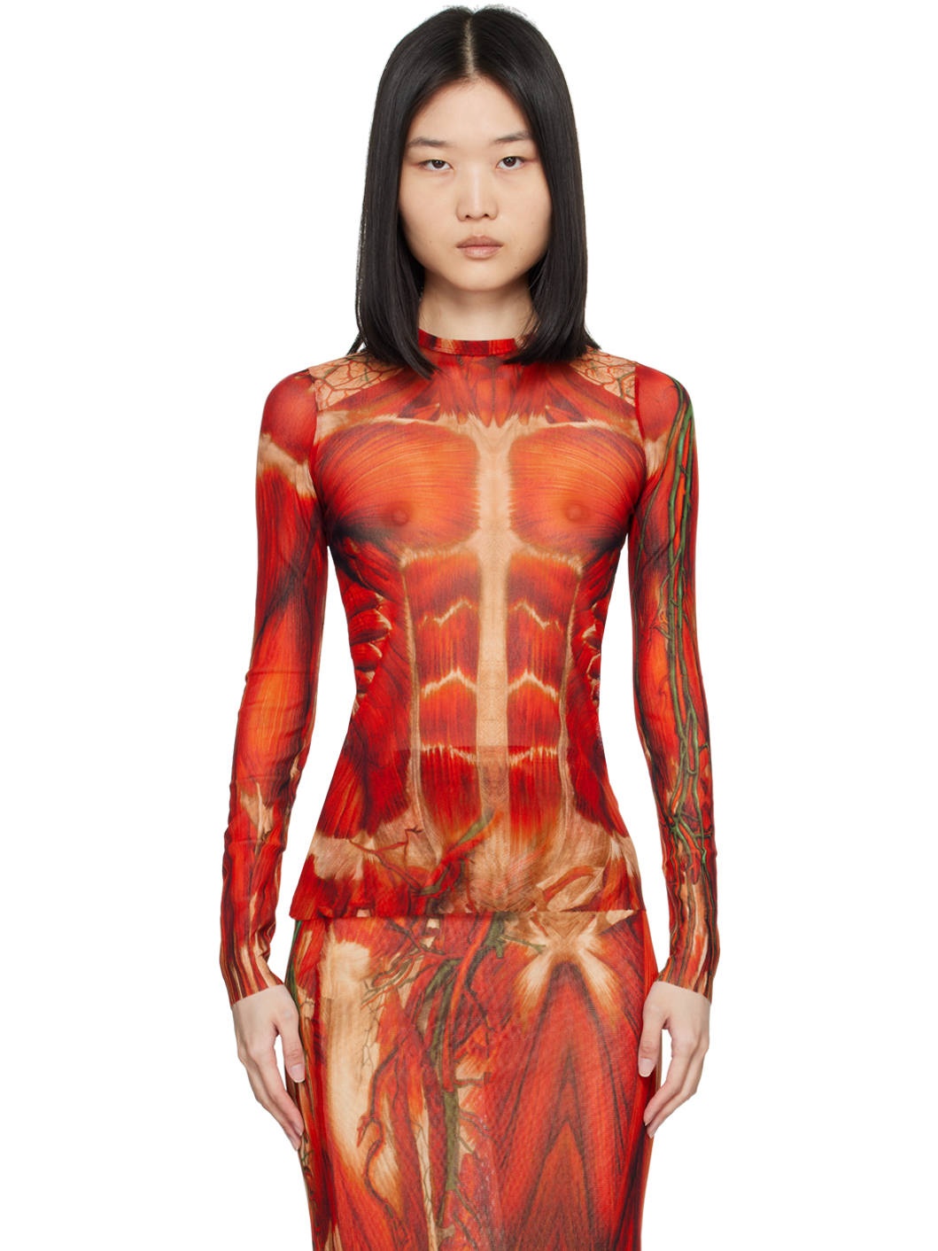 Red 'The Écorché' Long Sleeve T-Shirt - 1
