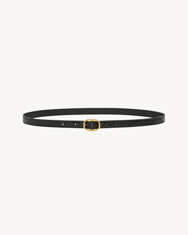 SAINT LAURENT FRAME THIN BELT IN CROCODILE-EMBOSSED LEATHER outlook