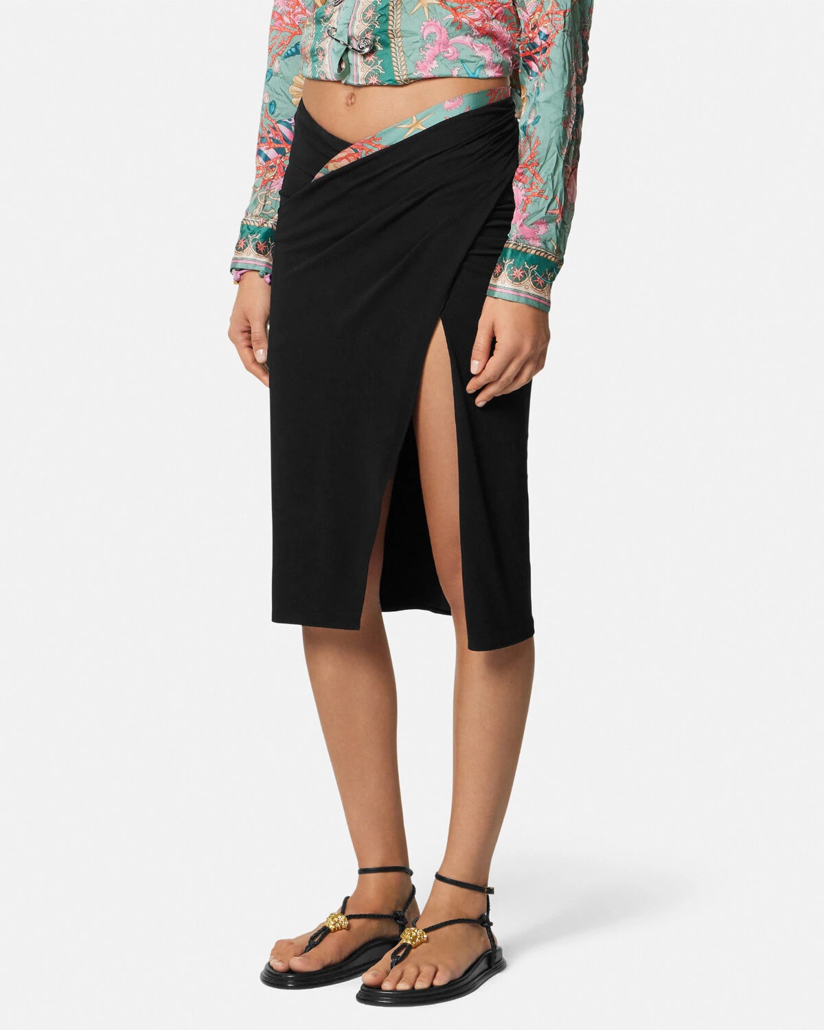 Underwater Barocco Draped Midi Skirt - 4