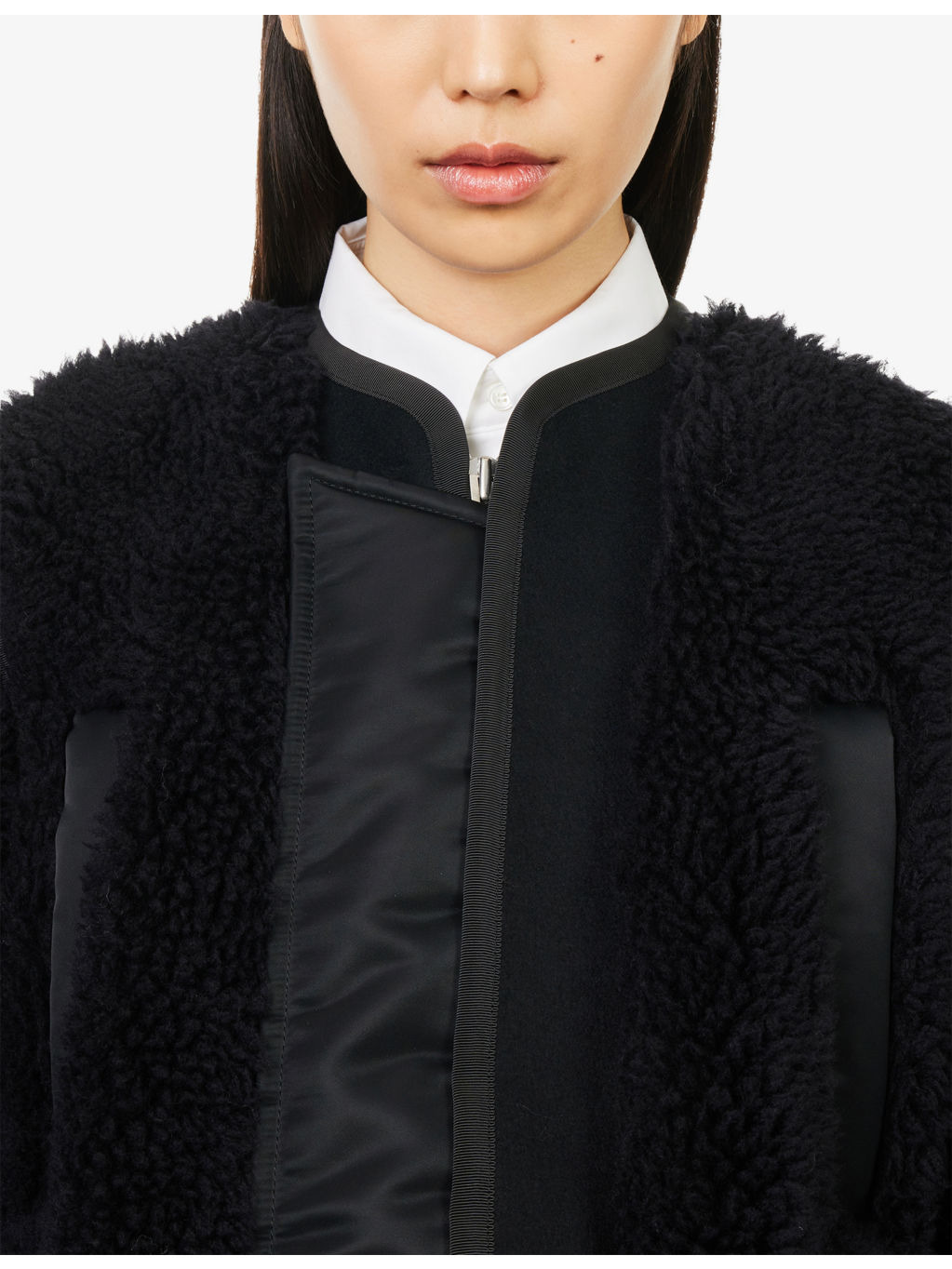 Contrast-Trims Faux-Shearling Blouson Jacket - 5
