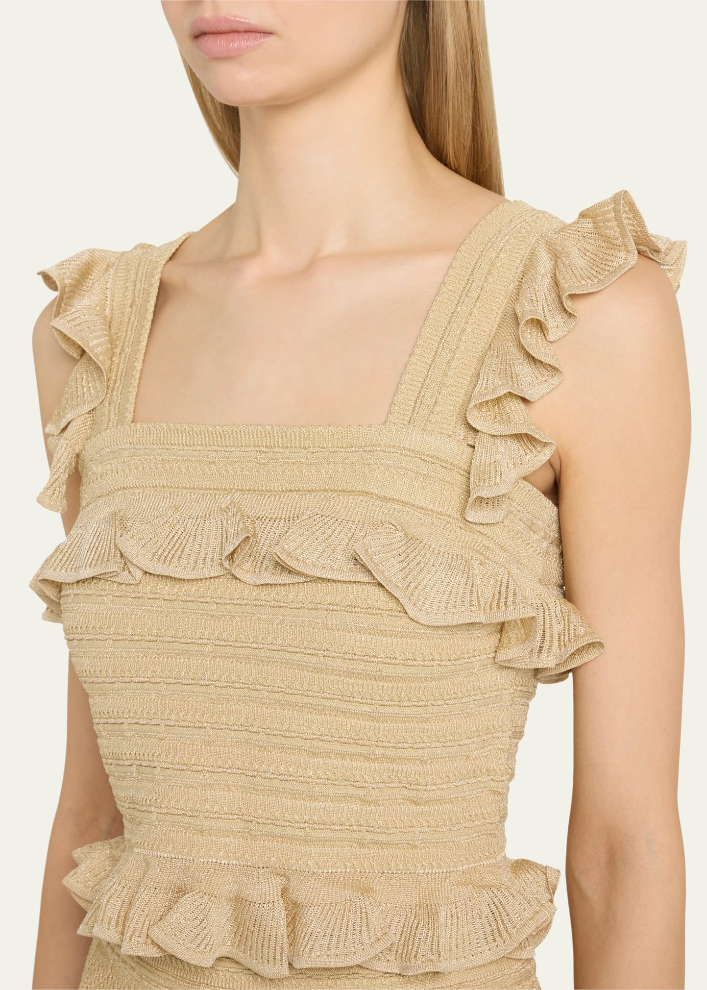 Illuminate Lace Frill Cami Metallic Gold - 5