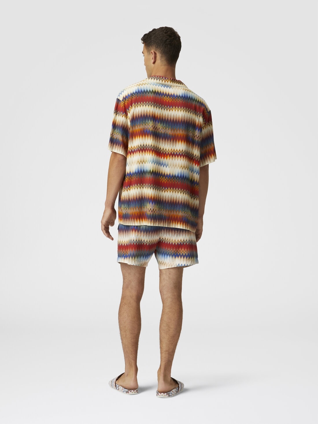 Bowling shirt with gradient micro zig zag print and breast pocket - 3