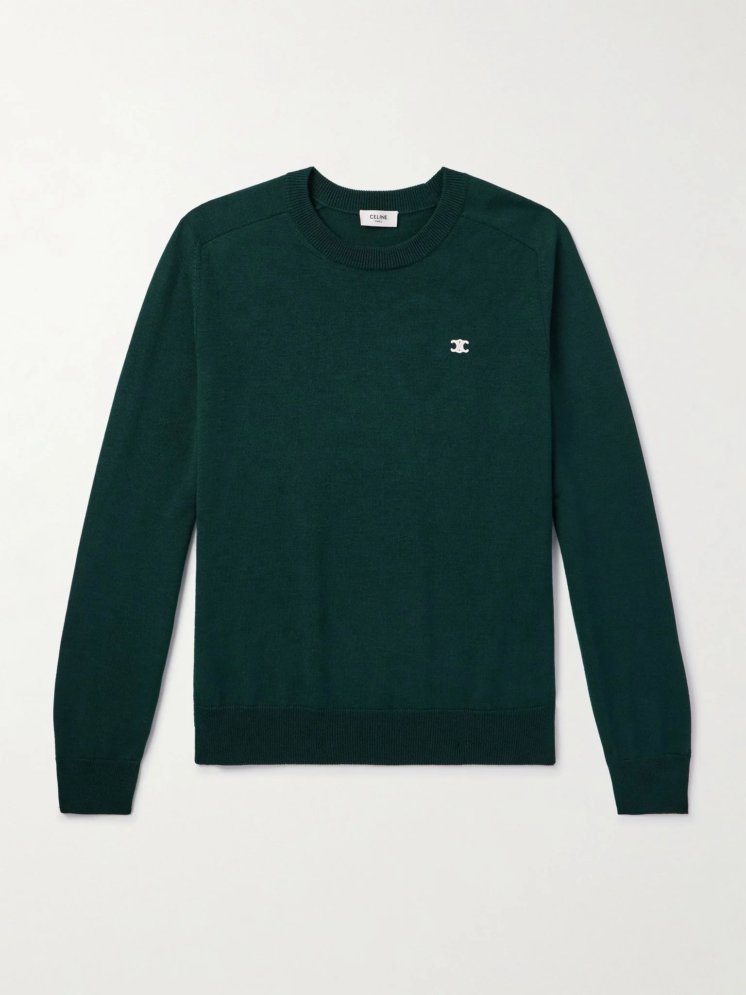 Triomphe Logo-Embroidered Wool Sweater Green - 1