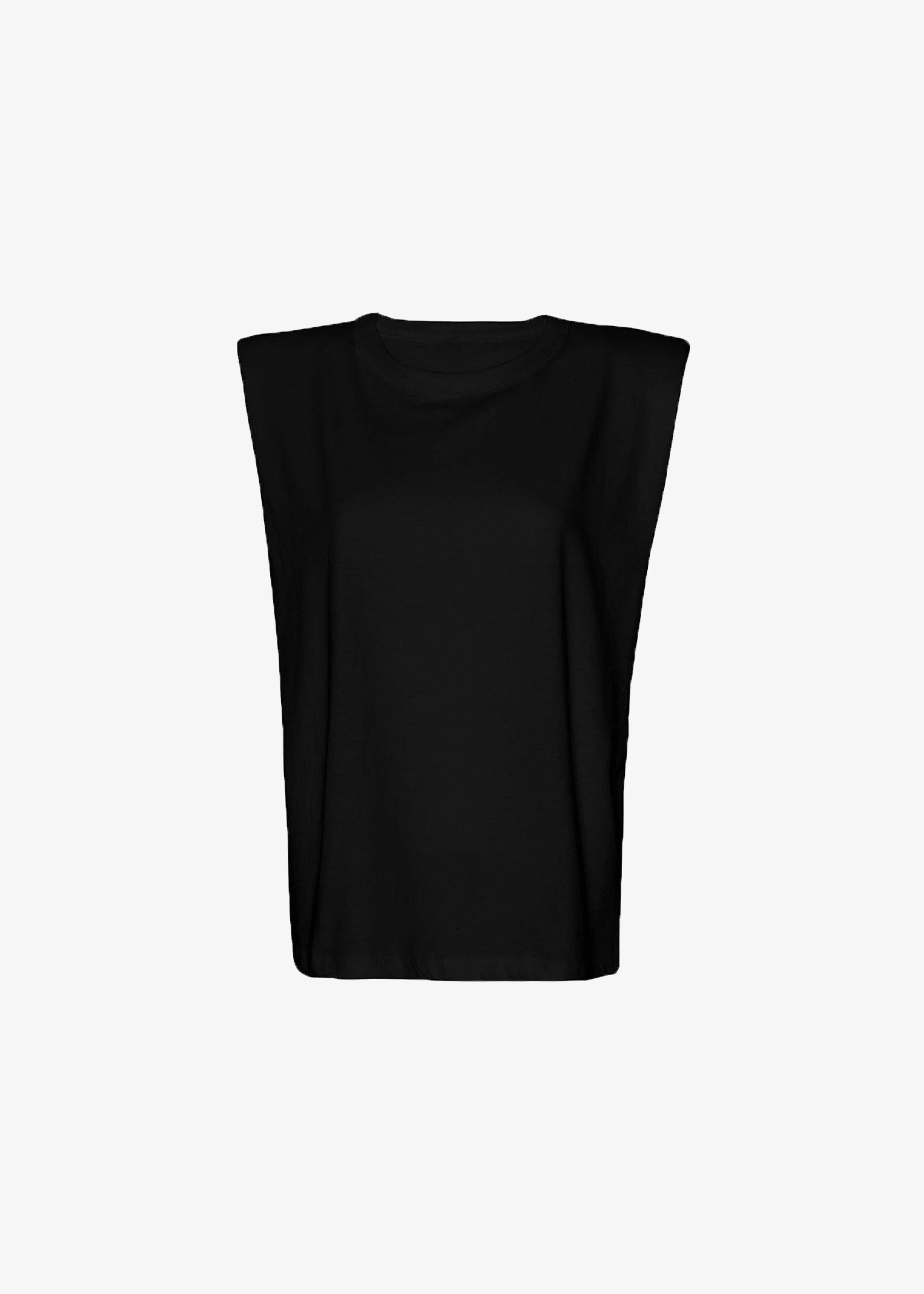 Eva Padded Shoulder Muscle T-Shirt - Black - 1