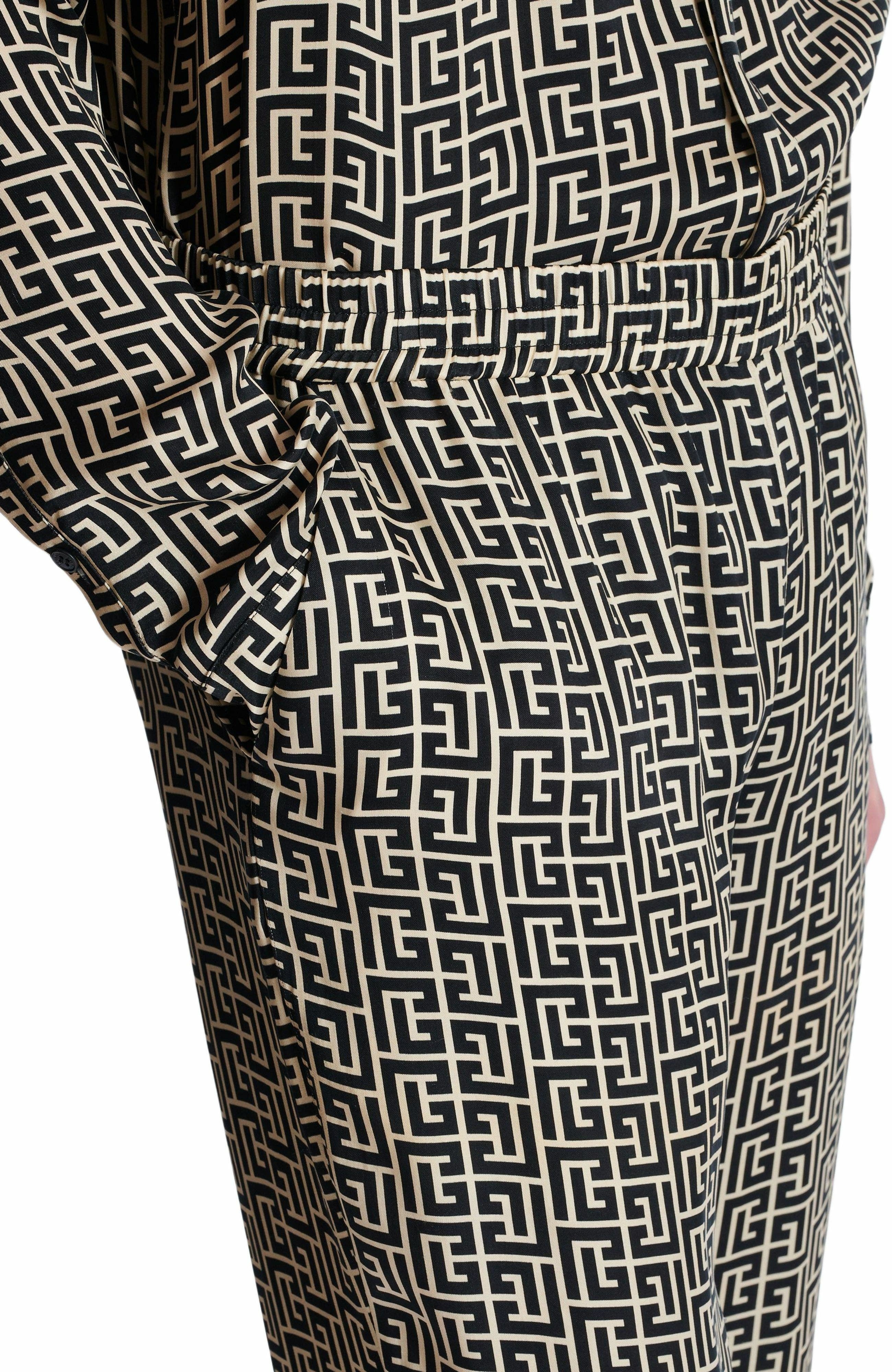 Balmain Monogrammed flowing trousers in Black at Nordstrom - 4