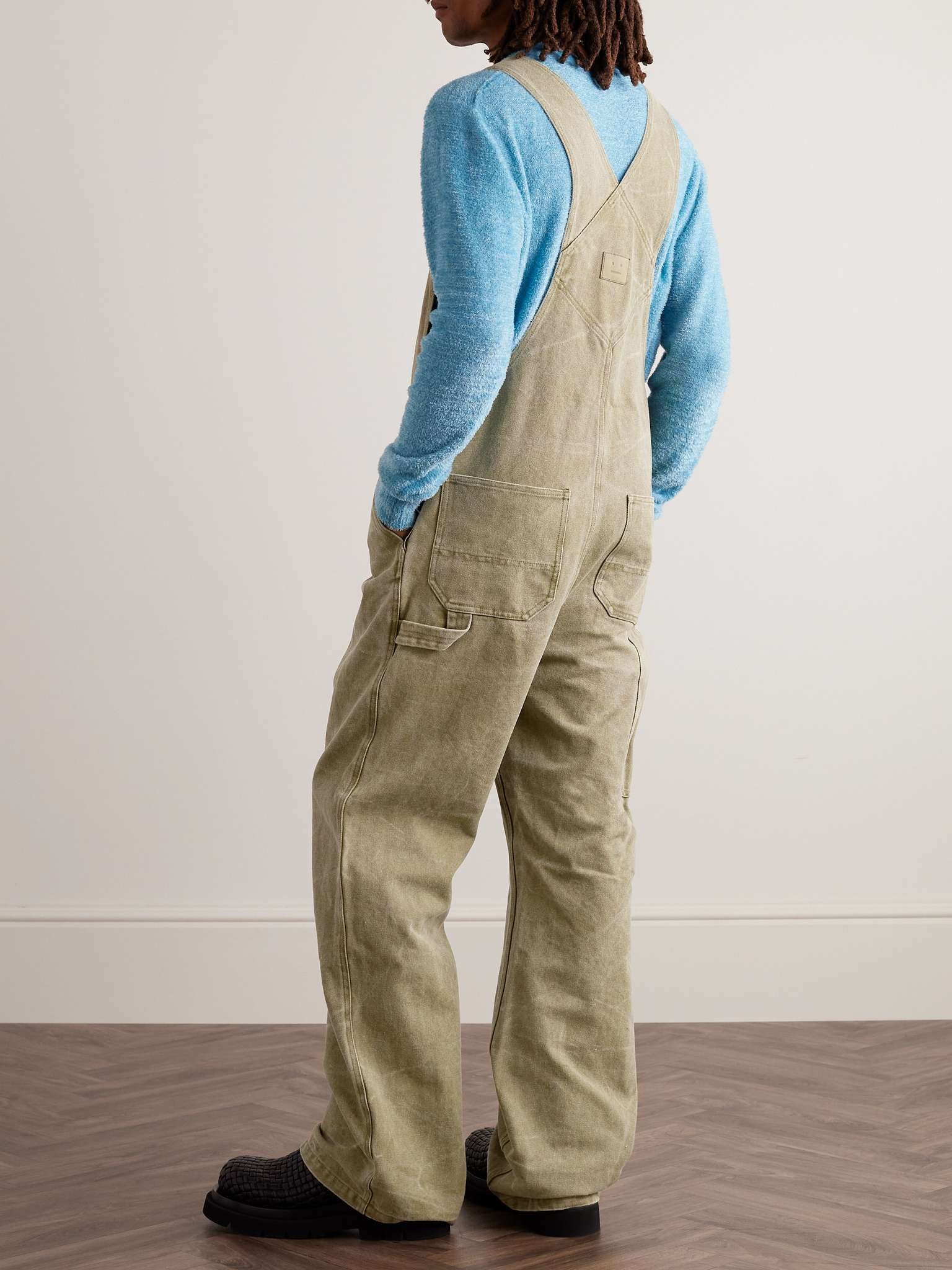 Wide-Leg Canvas Overalls - 4