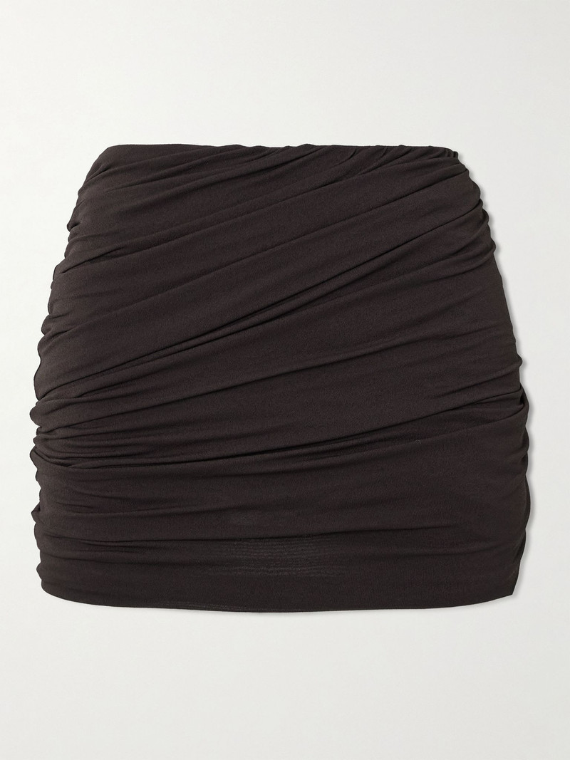 Luna gathered stretch-jersey mini skirt Brown 1