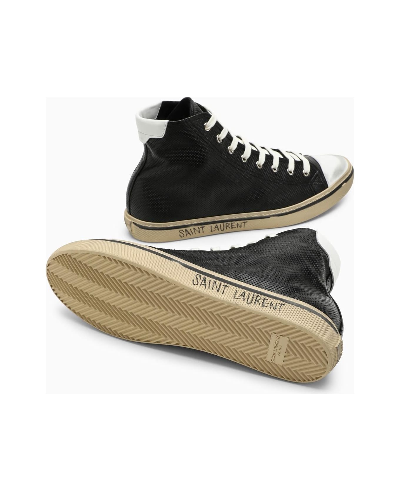 Black Leather High Trainer - 5