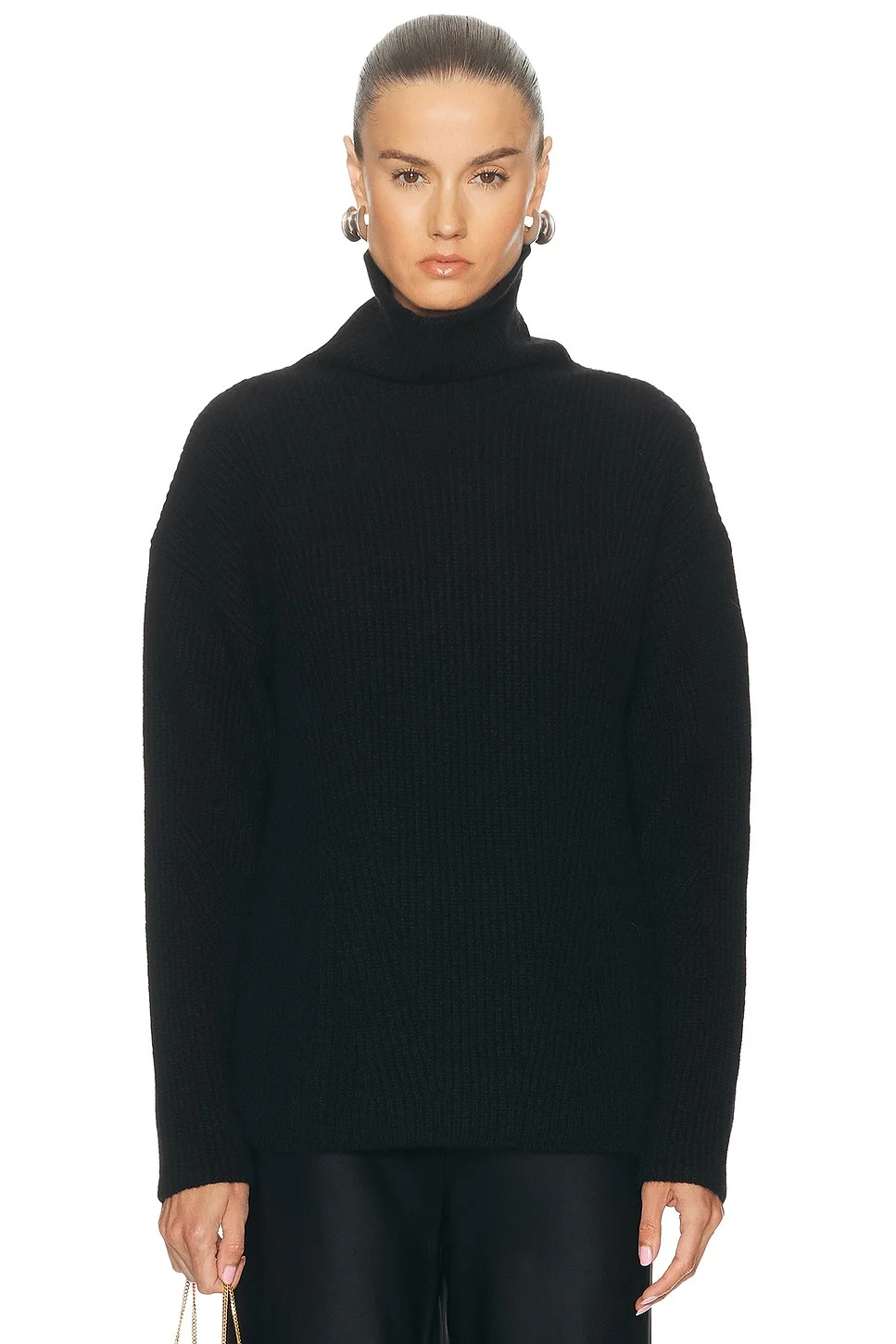 Airy Cashmere Silk Ribbed Turtleneck Sweater - 1