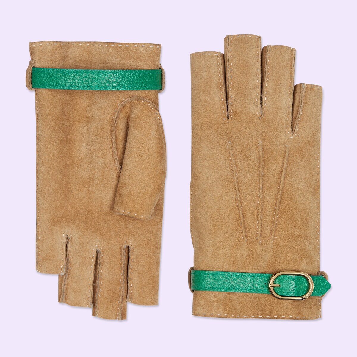 Suede fingerless gloves - 1