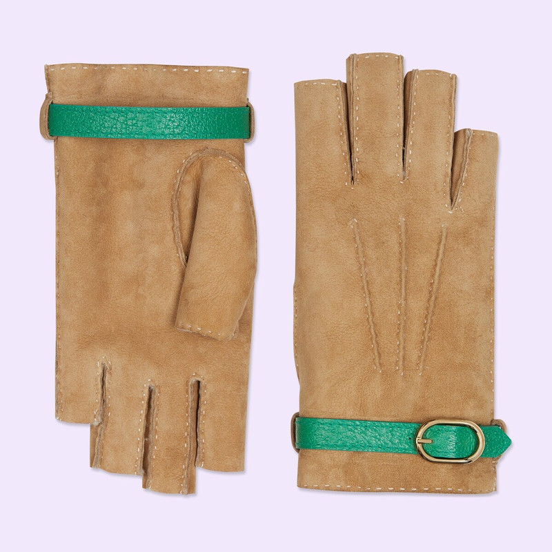 Suede fingerless gloves 1