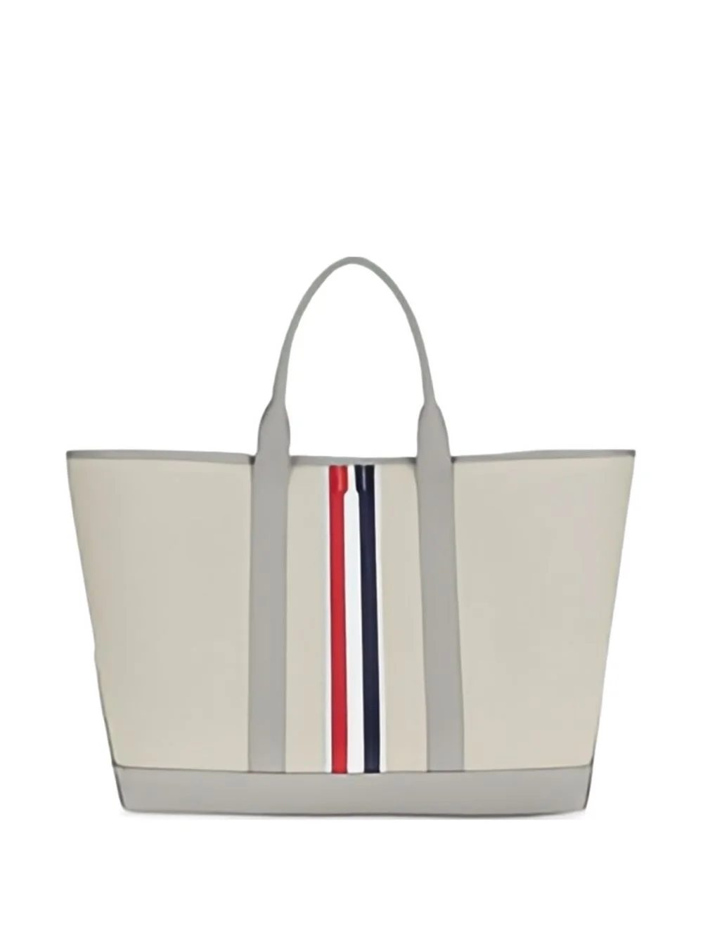 stripe leather handles tote - 1