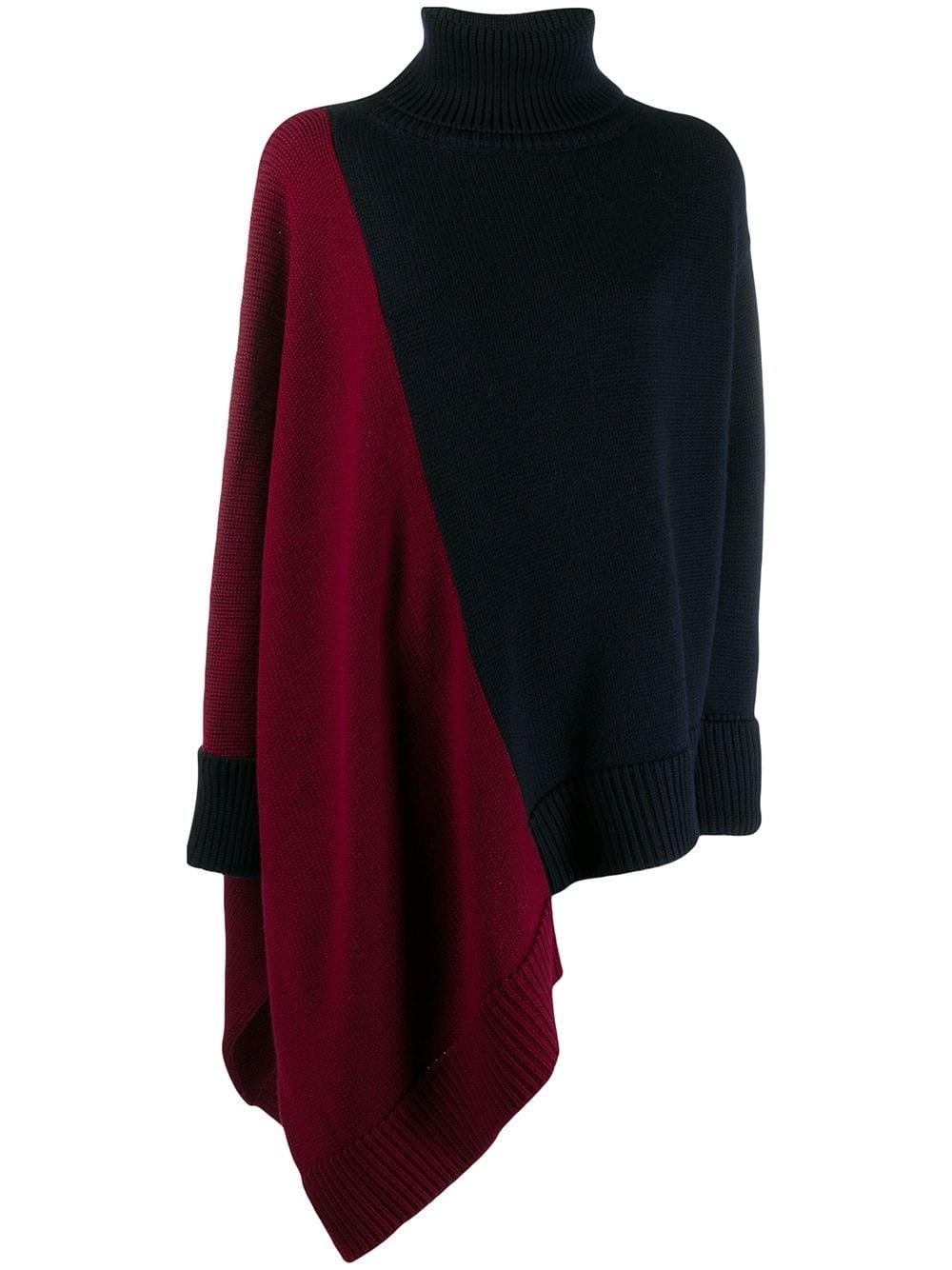 asymmetric hem color-block sweater - 1