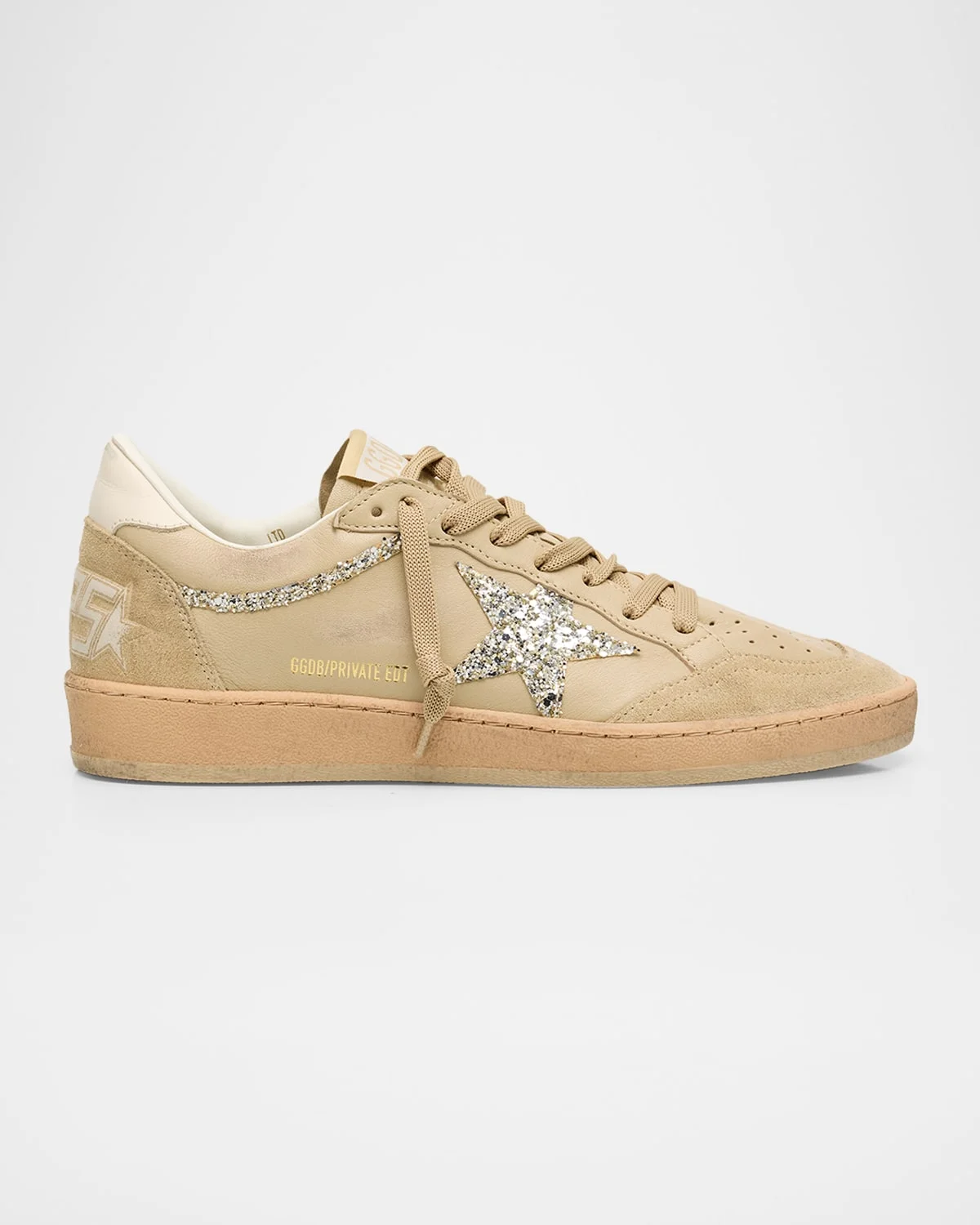 Ball Star Mixed Leather Glitter Low-Top Sneakers - 1