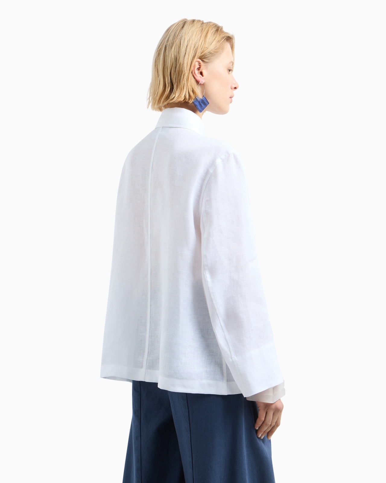 PURE LINEN SHIRT JACKET WITH PANEL - 3