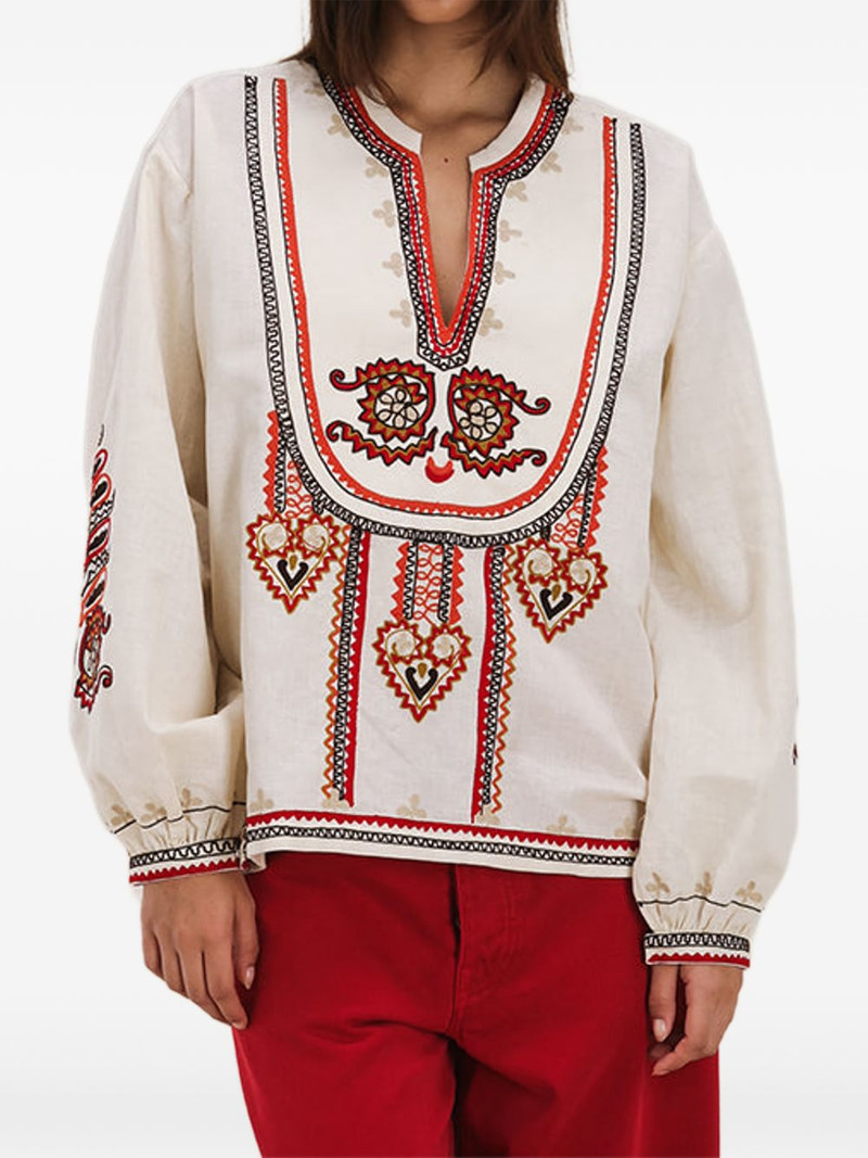 Cinthya V-neck front-embroidered blouse 4