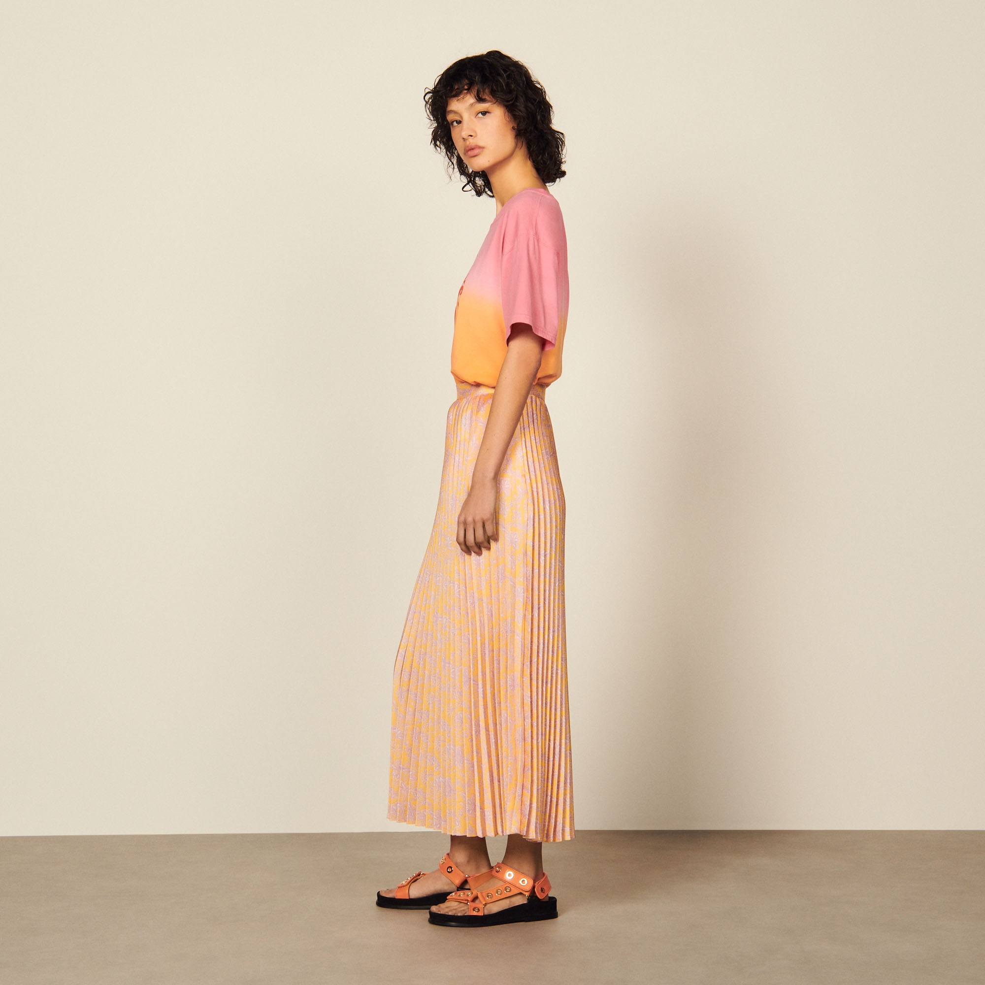 Printed pleated midi skirt - 4