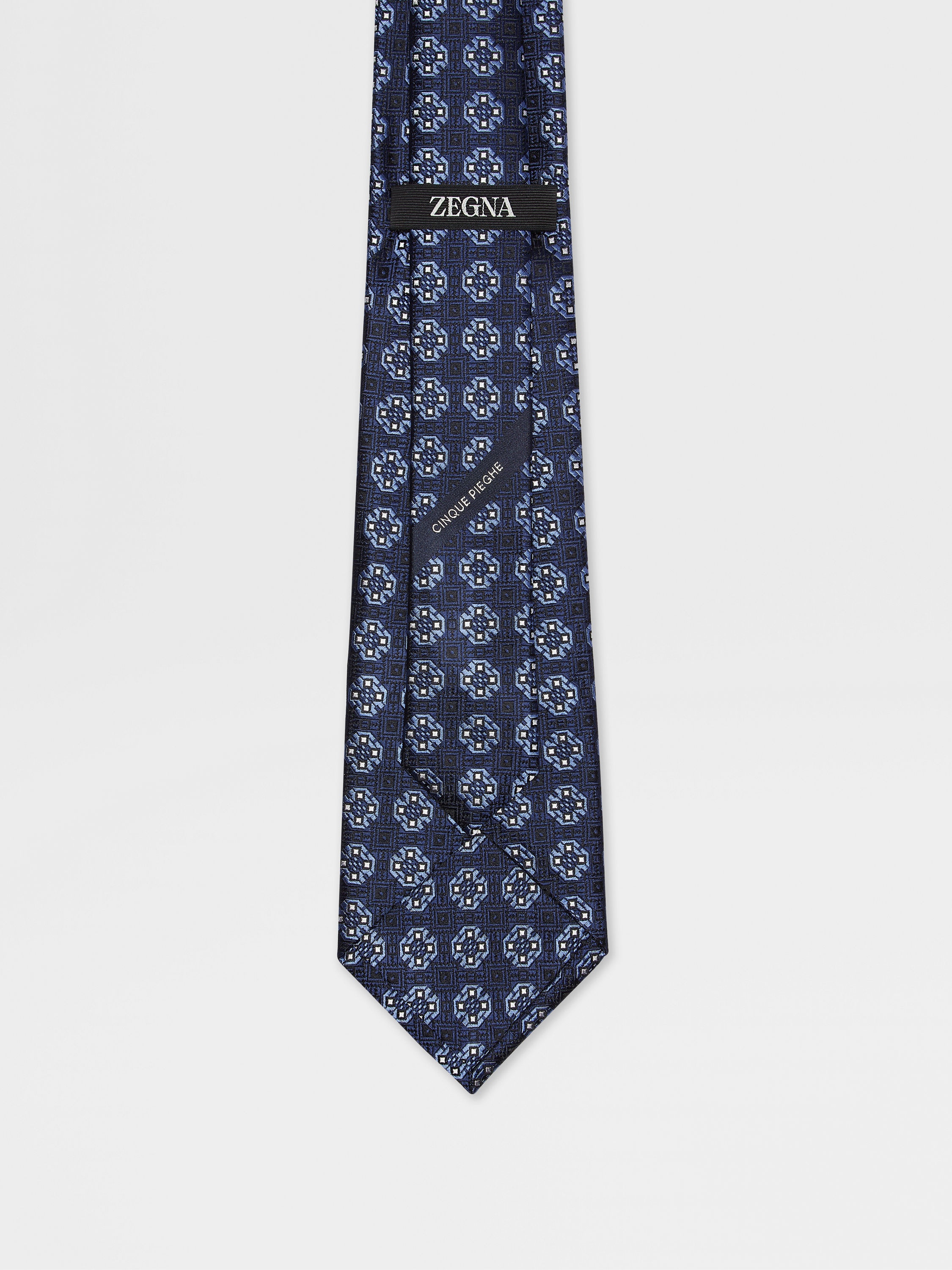 DARK BLUE CINQUE PIEGHE SILK TIE - 3