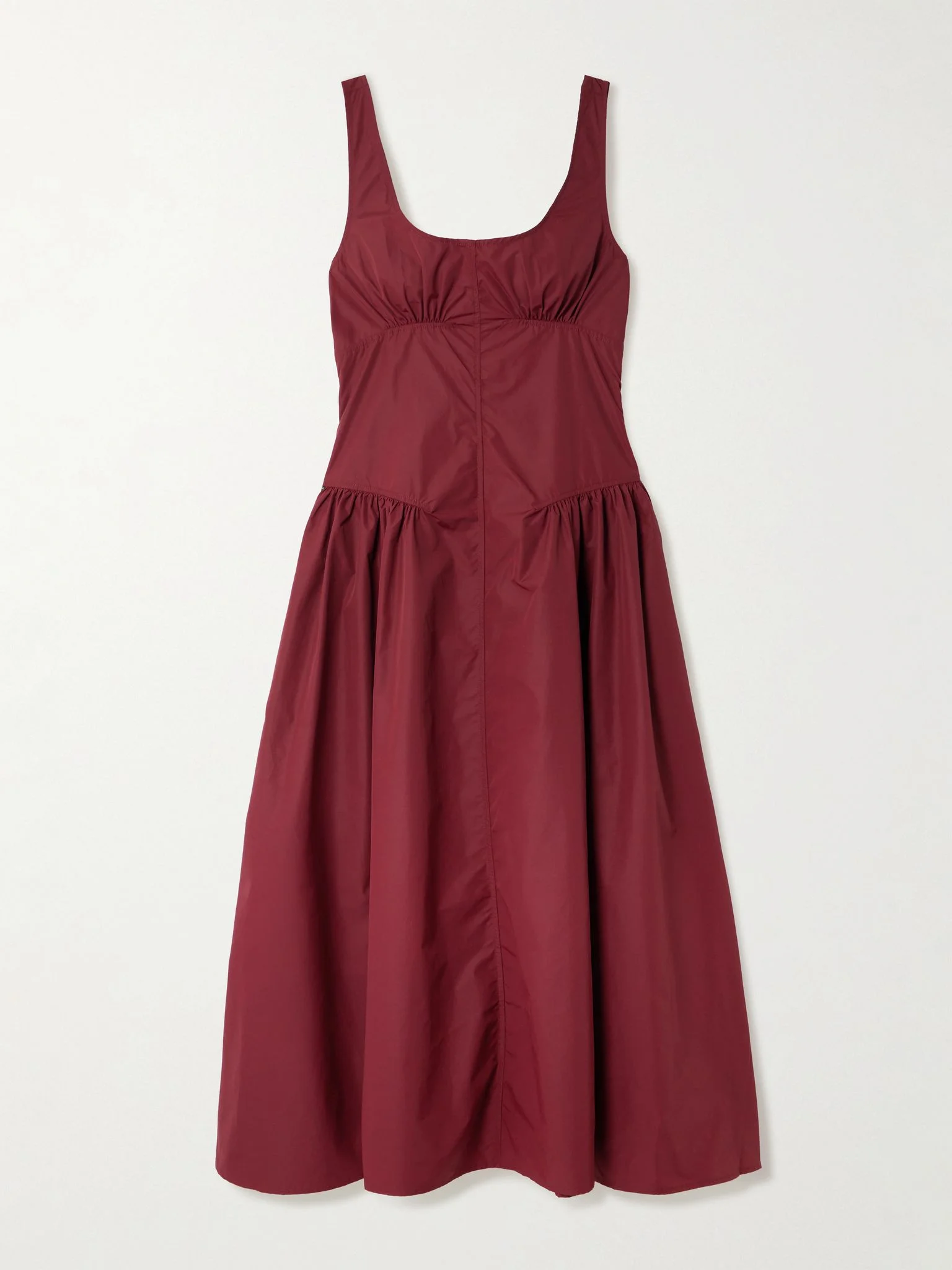 Kendall pleated paneled shell midi dress Red - 1