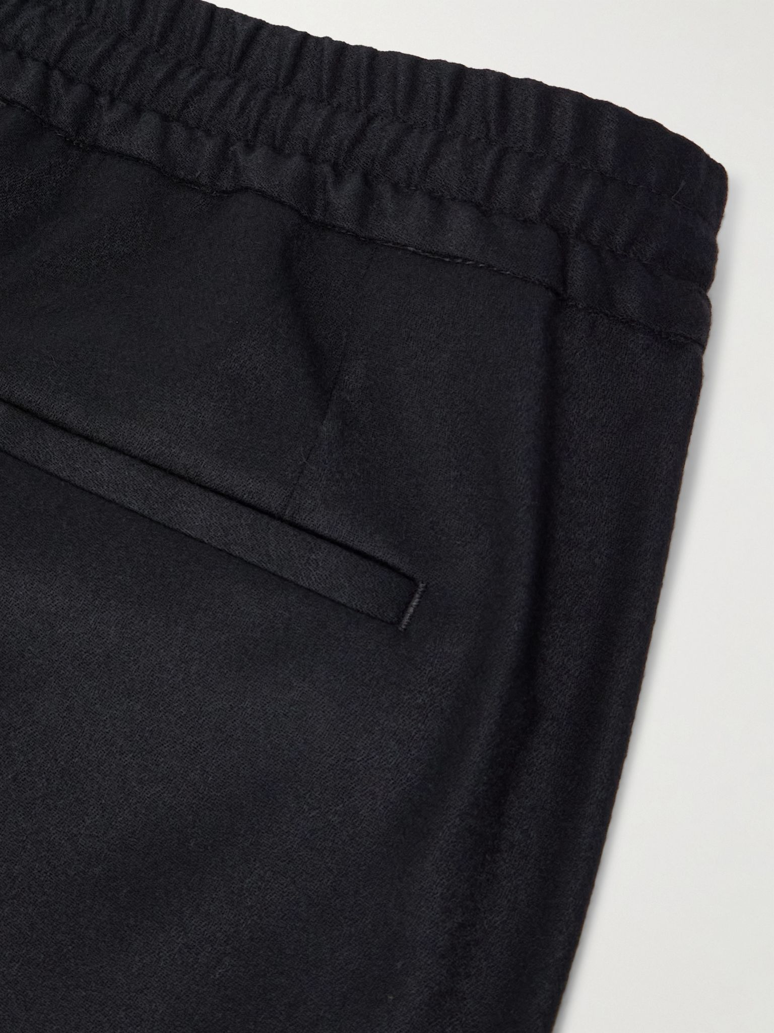Straight-Leg Pleated Stretch Virgin Wool and Cashmere-Blend Drawstring Trousers Black - 4