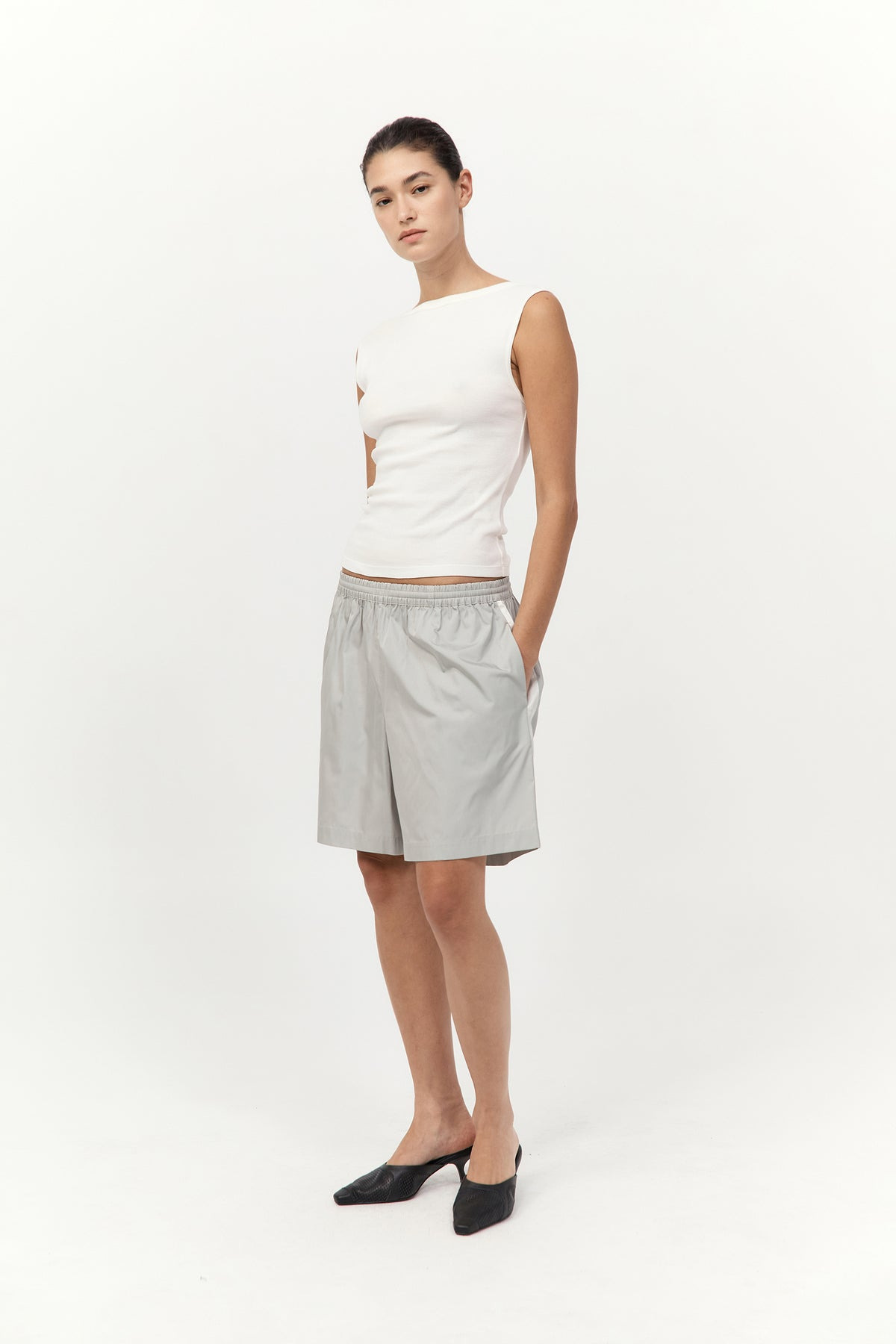 Paper Taffeta Short - Silver / Off White - 3