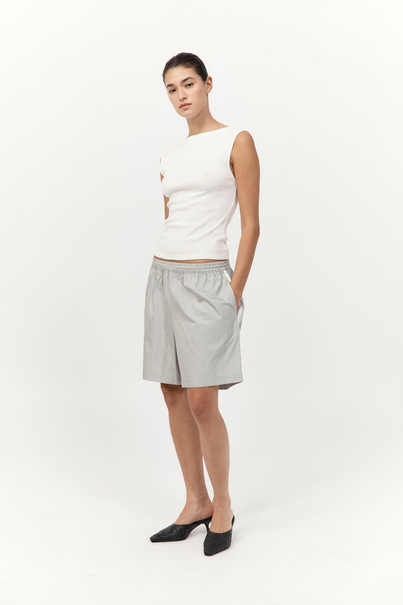 Paper Taffeta Short - Silver / Off White 3
