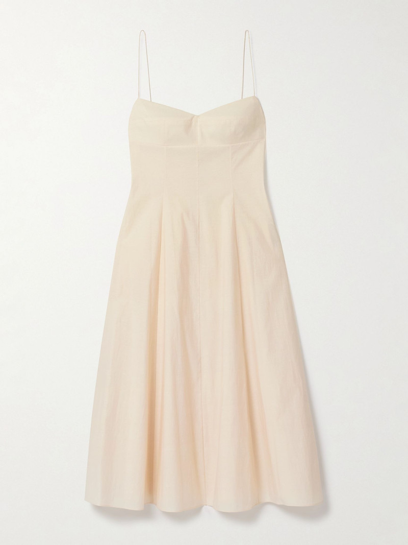 KHAITE Isabella cotton-canvas midi dress Cream outlook