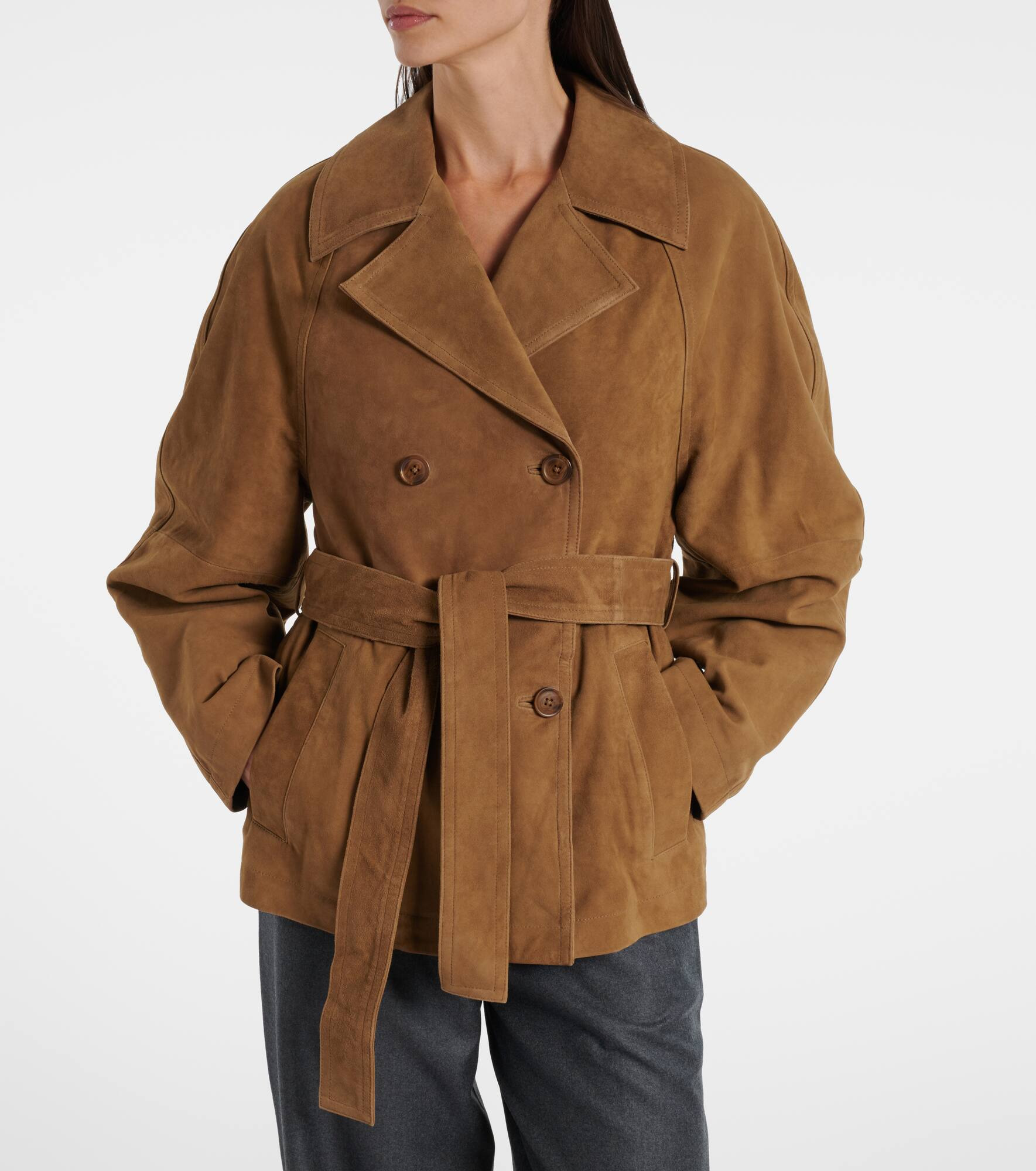 Belted suede jacket - 6