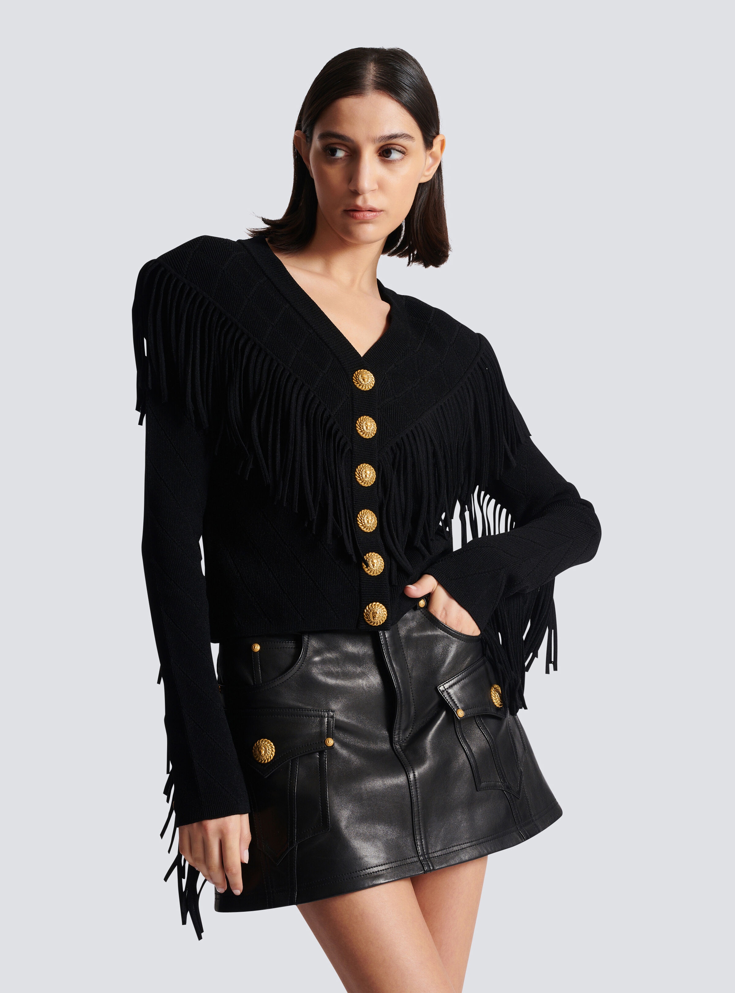 Fringed fine knit cardigan - 6