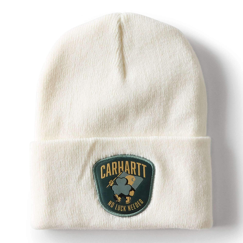 Knit Shamrock Patch Beanie 1