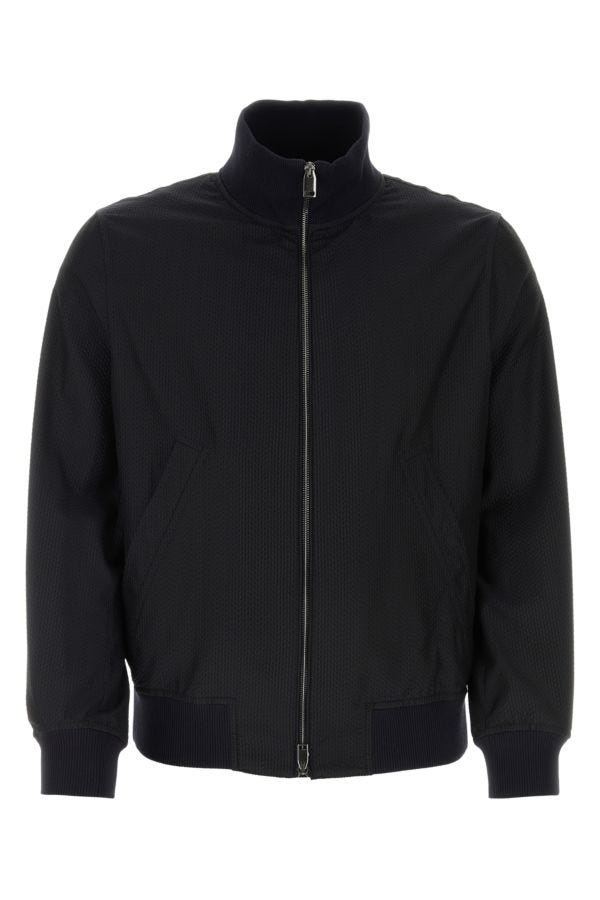 Midnight blue silk bomber jacket - 1