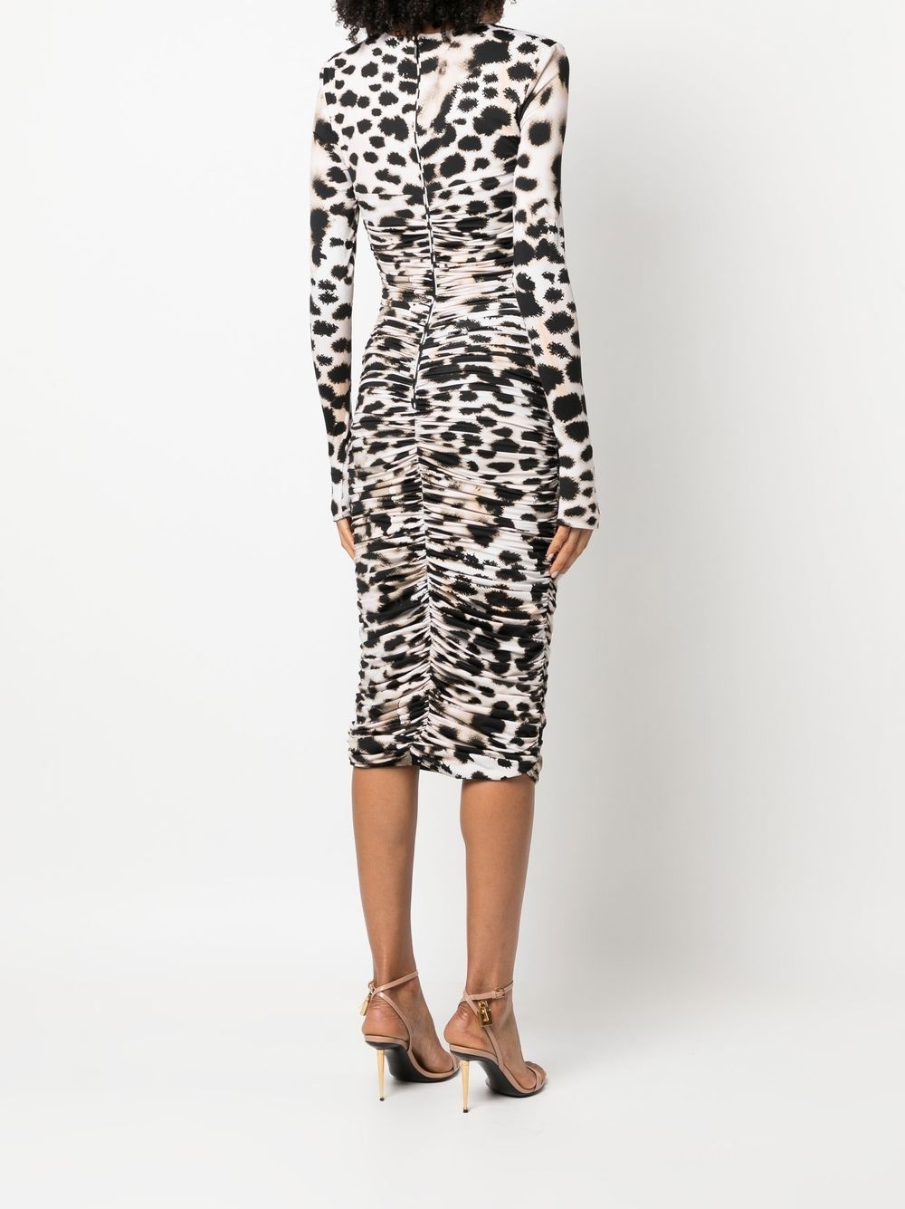 leopard-print ruched dress - 4