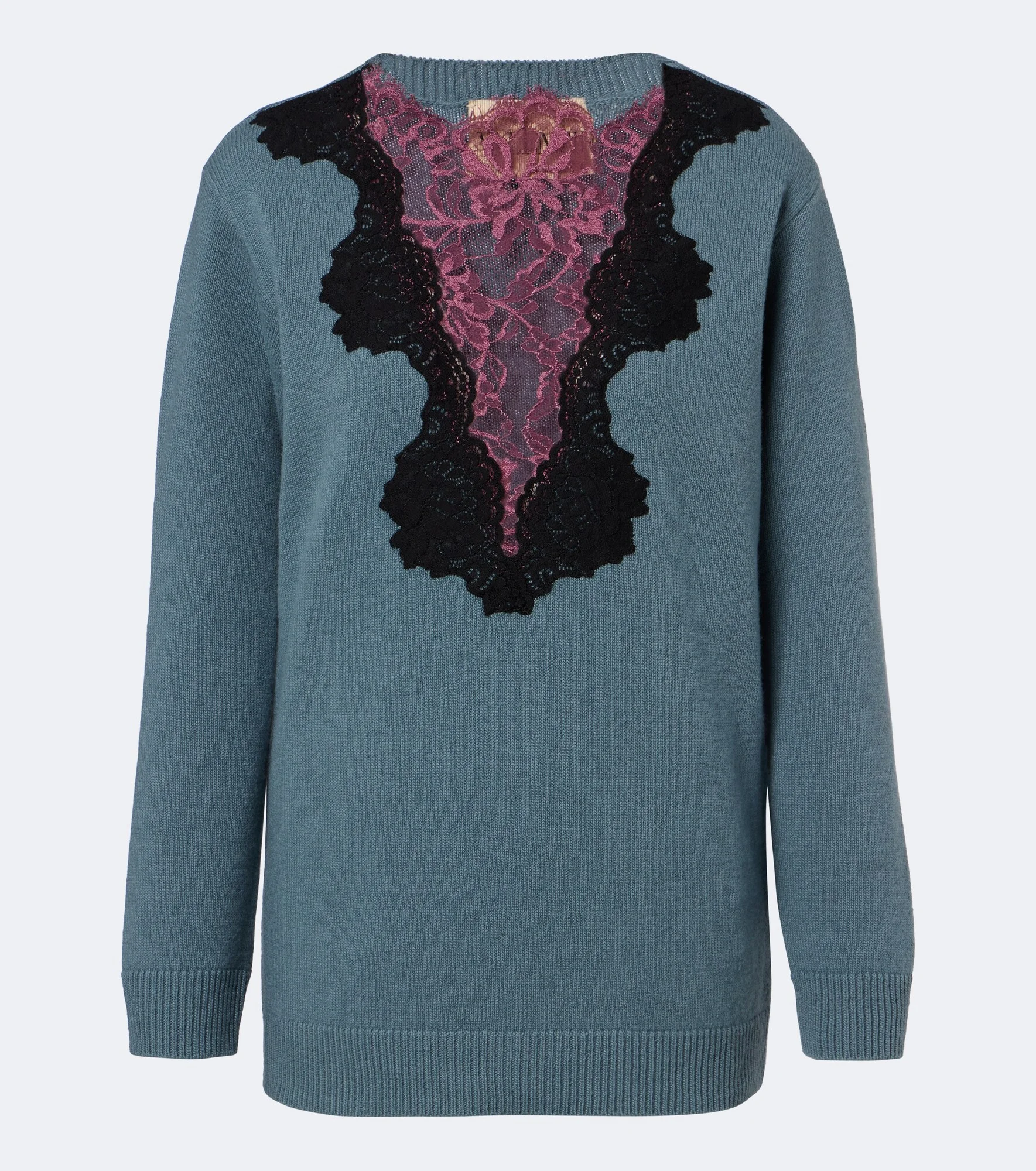 Lace-trimmed virgin wool sweater - 1