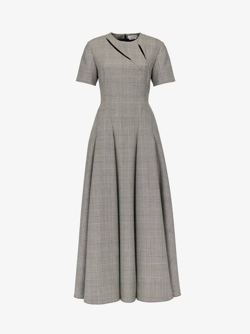 Women's Prince Of Wales Slashed Midi Dress in Black/ivory - 2