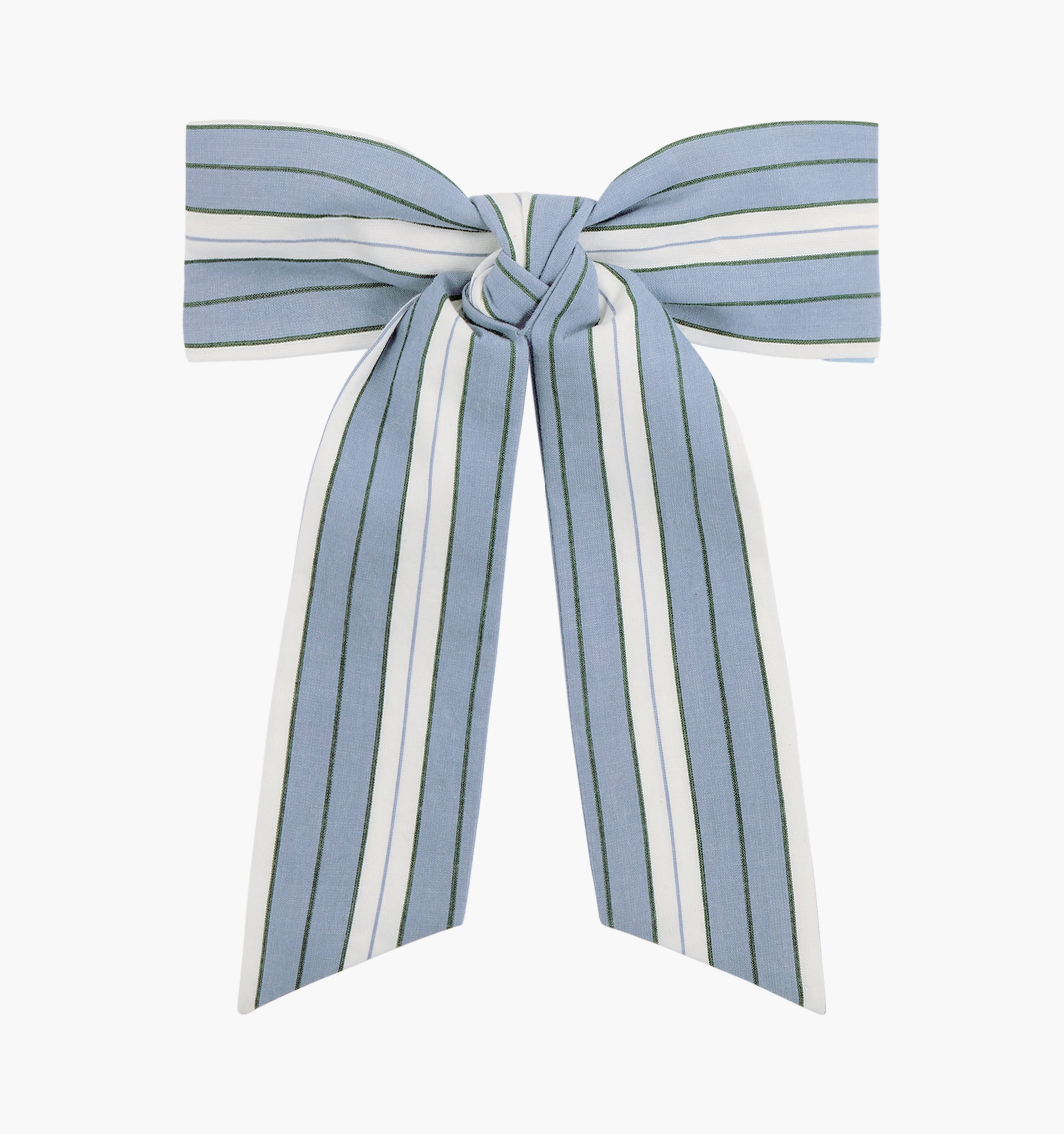 The Belle Bow - Coln Ticking Stripe Dusty Blue - 1