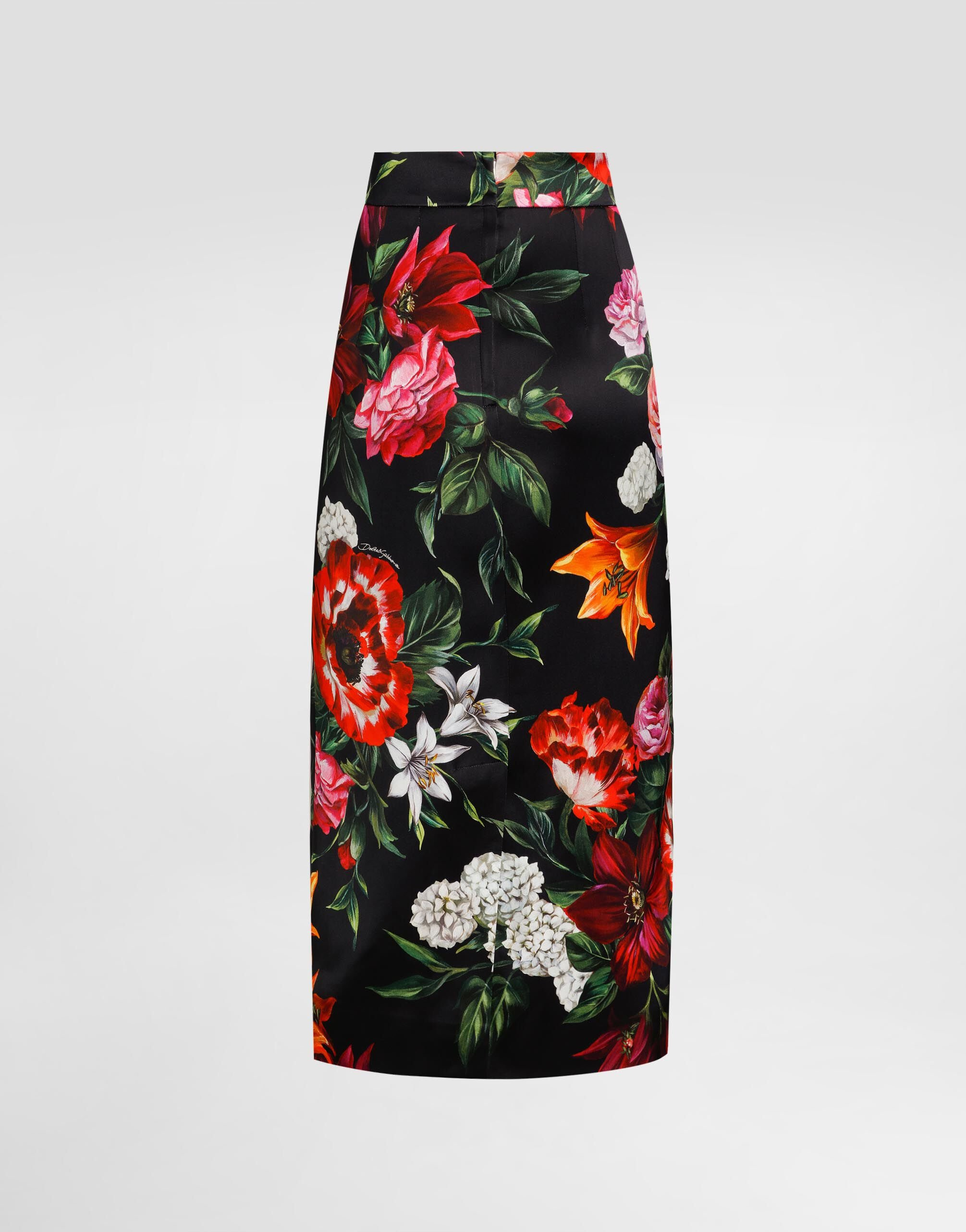 Flower-print satin skirt - 6