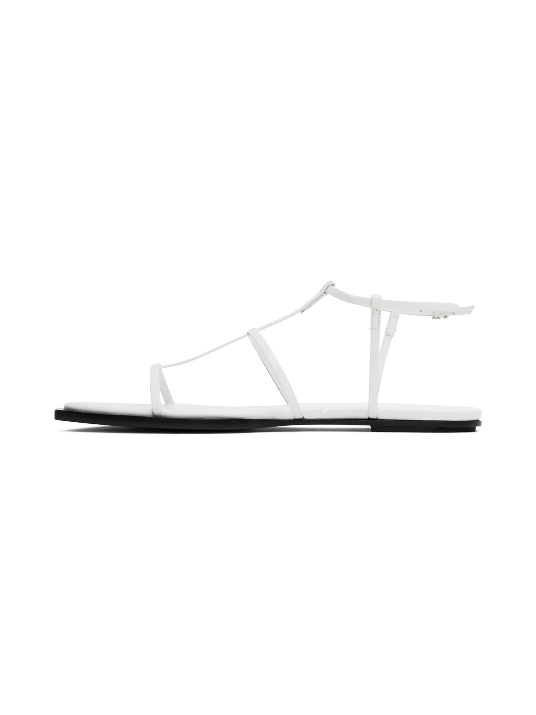White T Bar Flat Sandals - 3