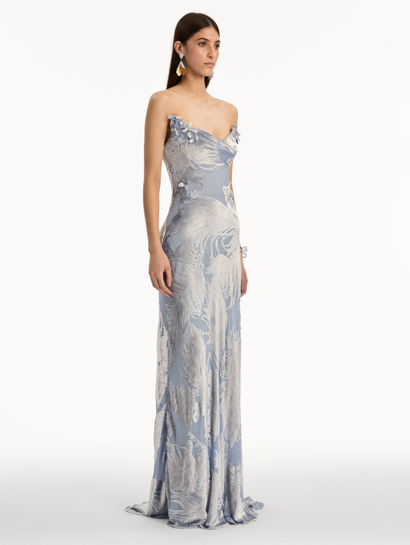 FEATHER VELVET DEVORÉ GOWN 4
